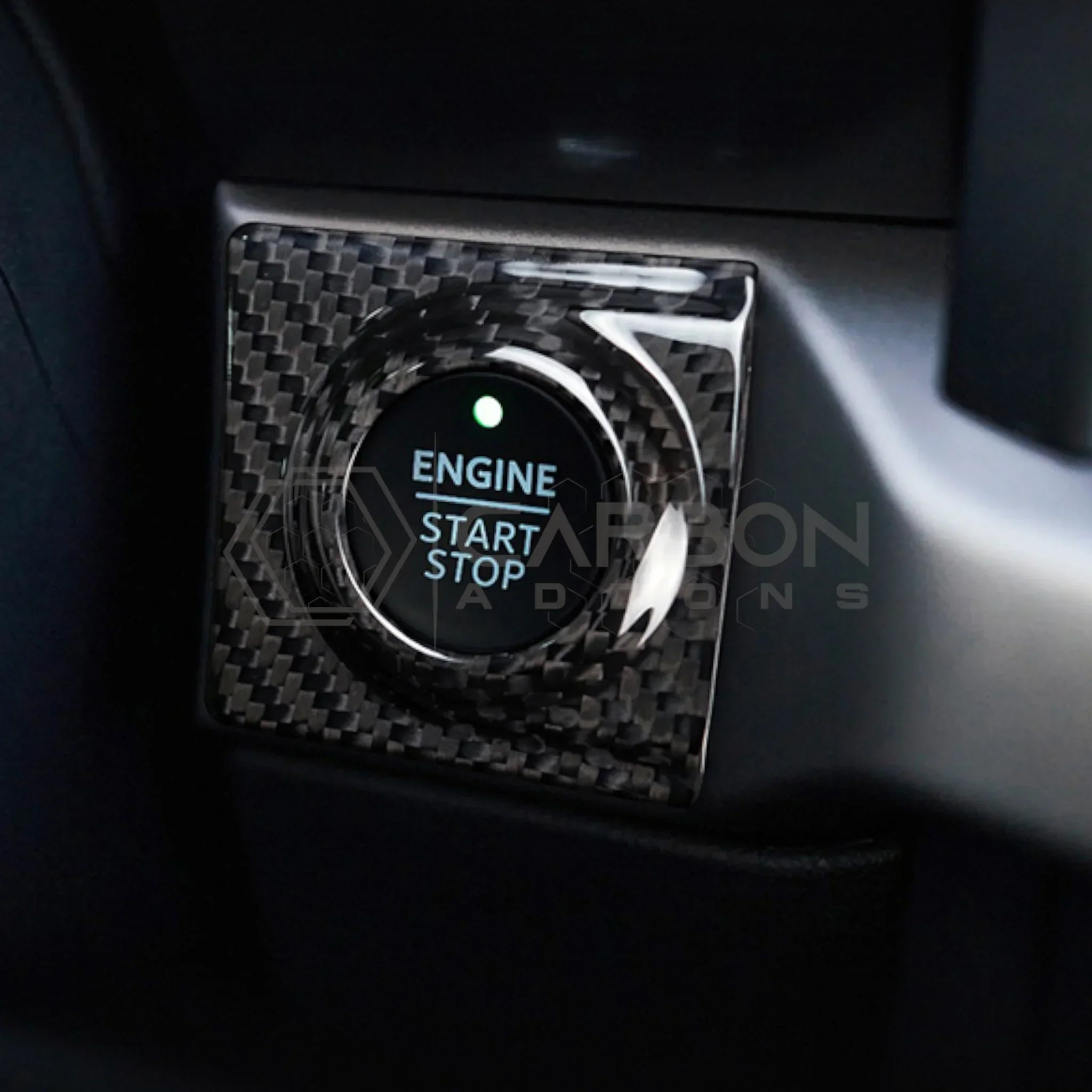 Carbon Fiber Start Stop Button Surround Cover for 2021–2025 Ford F-150 & 2021–2023 Ford F-250