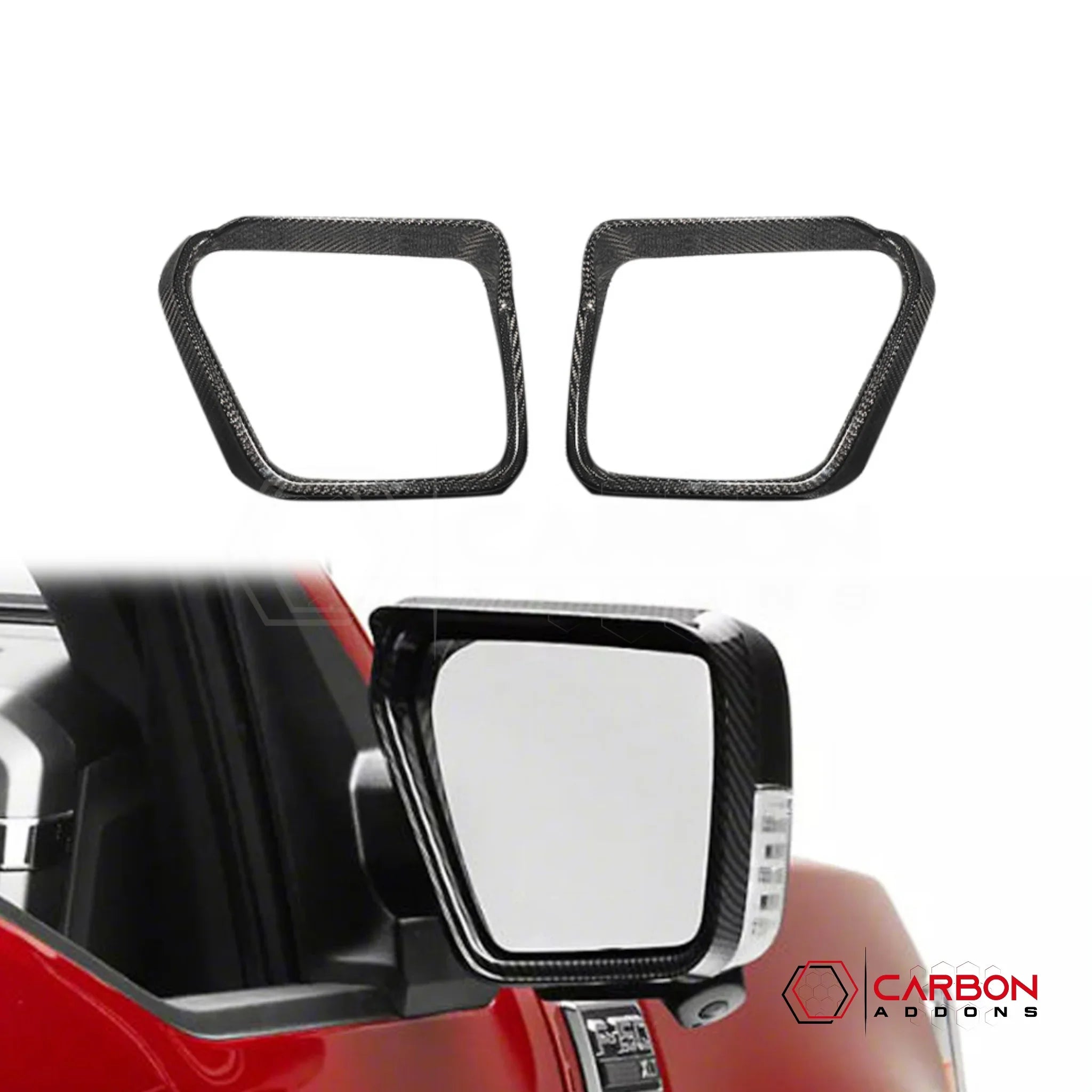 F150 2021-Up Side View Mirror Rain Visor Eyebrow Covers – Real Dry Carbon Fiber (2pcs)