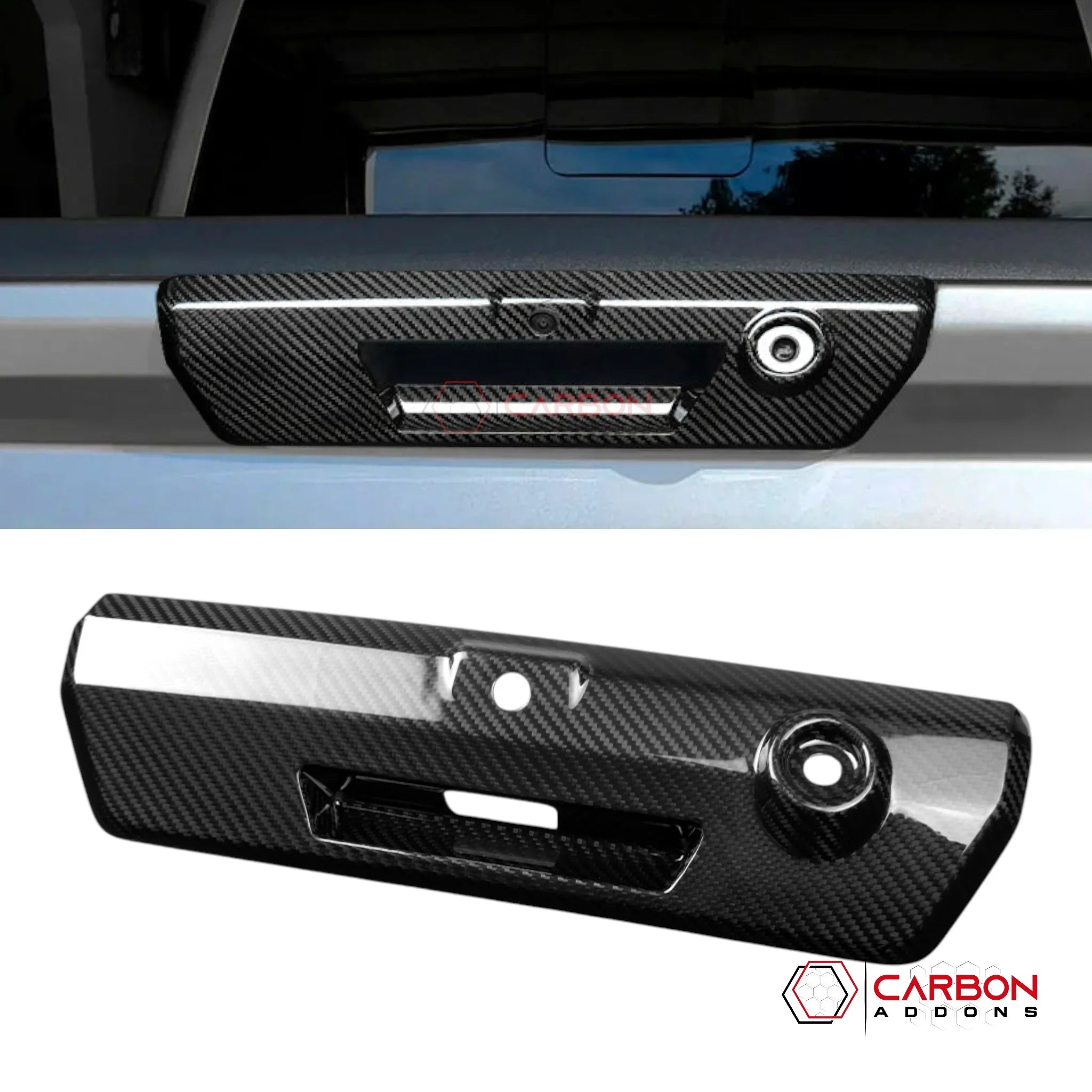 F150 2021-Up Tailgate Latch Door Handles Real Carbon Fiber Cover