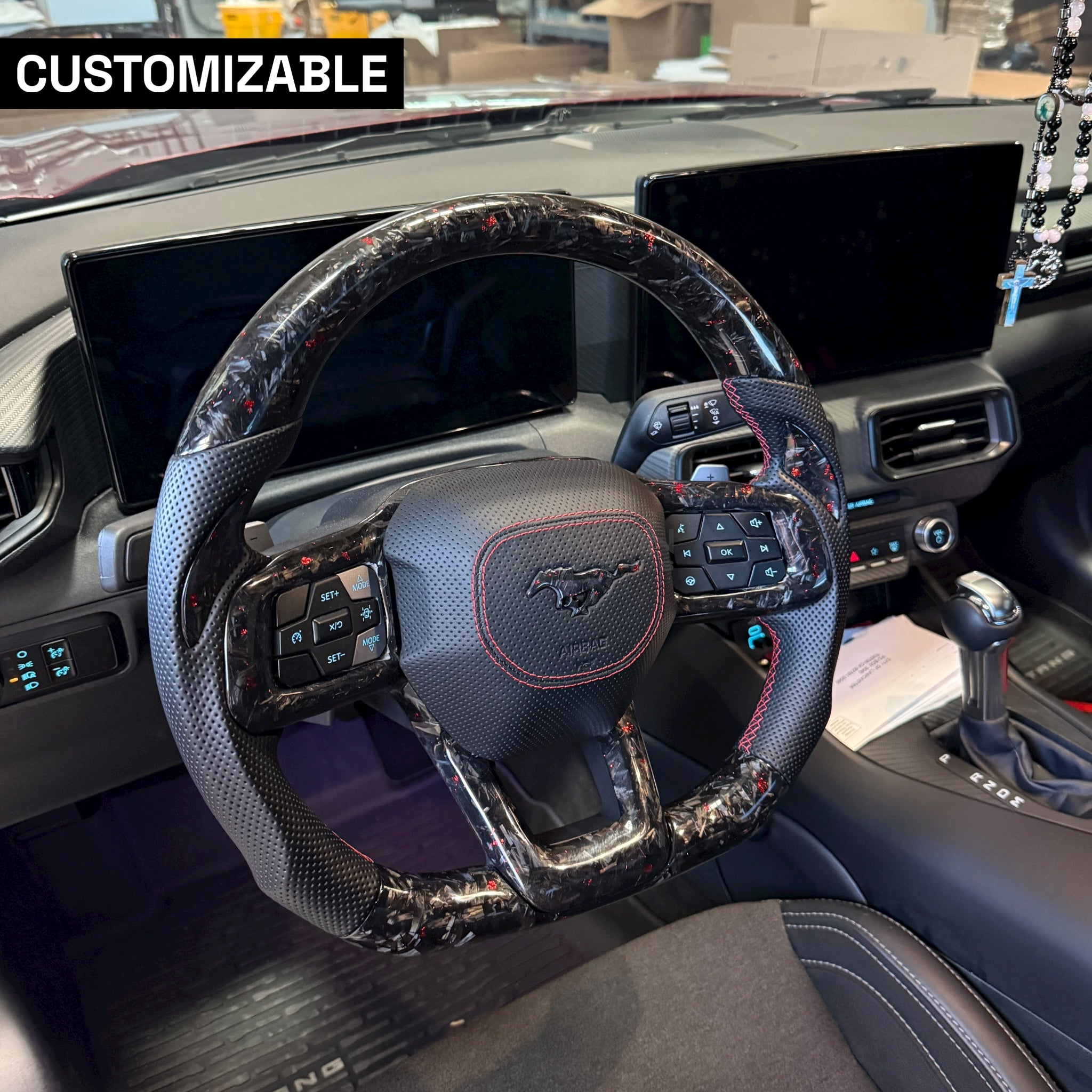 2024+ Mustang Customizable Carbon Fiber Steering Wheel
