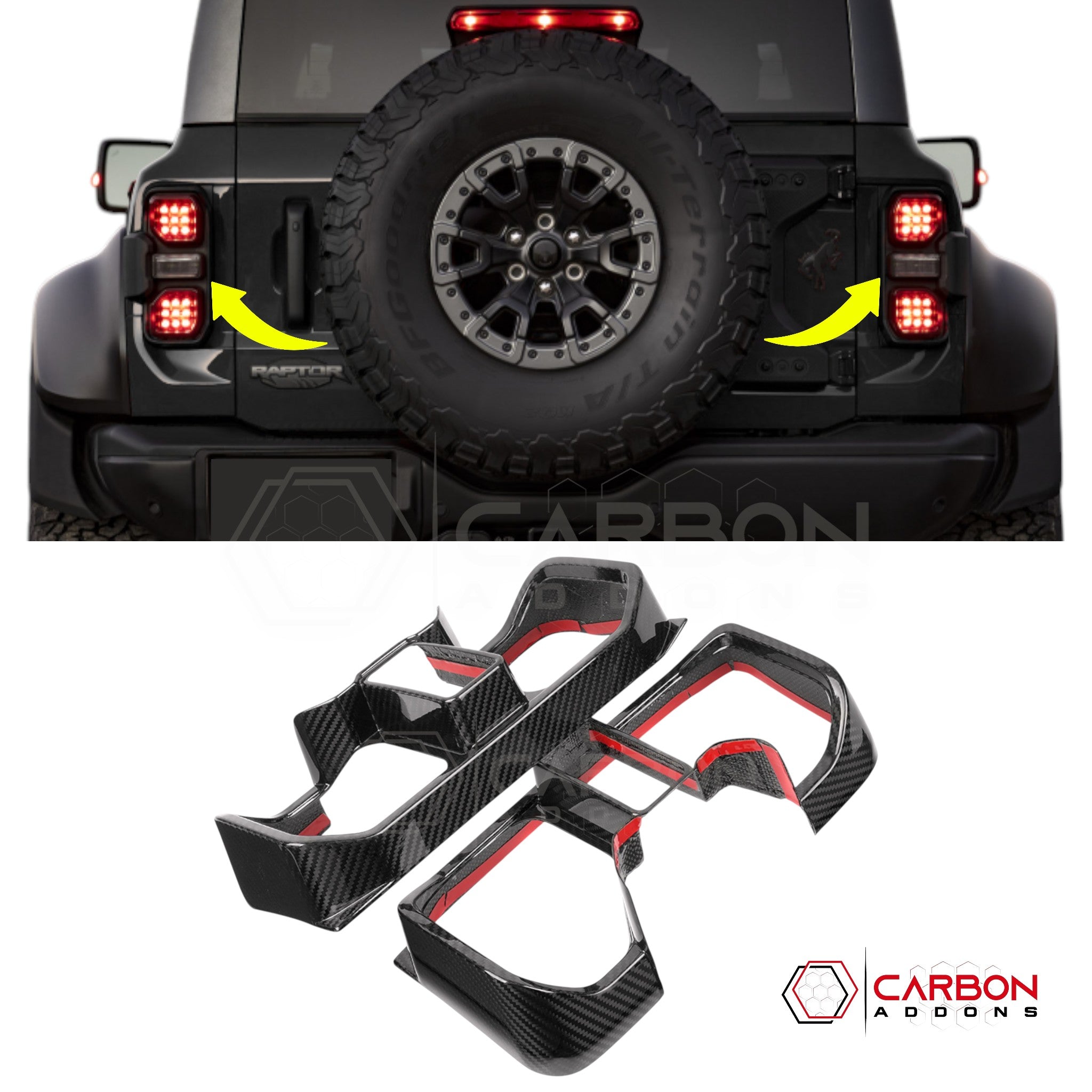 Ford Bronco Raptor Carbon Fiber Rear Tail Light Trim Bezel Cover | Glossy or Matte