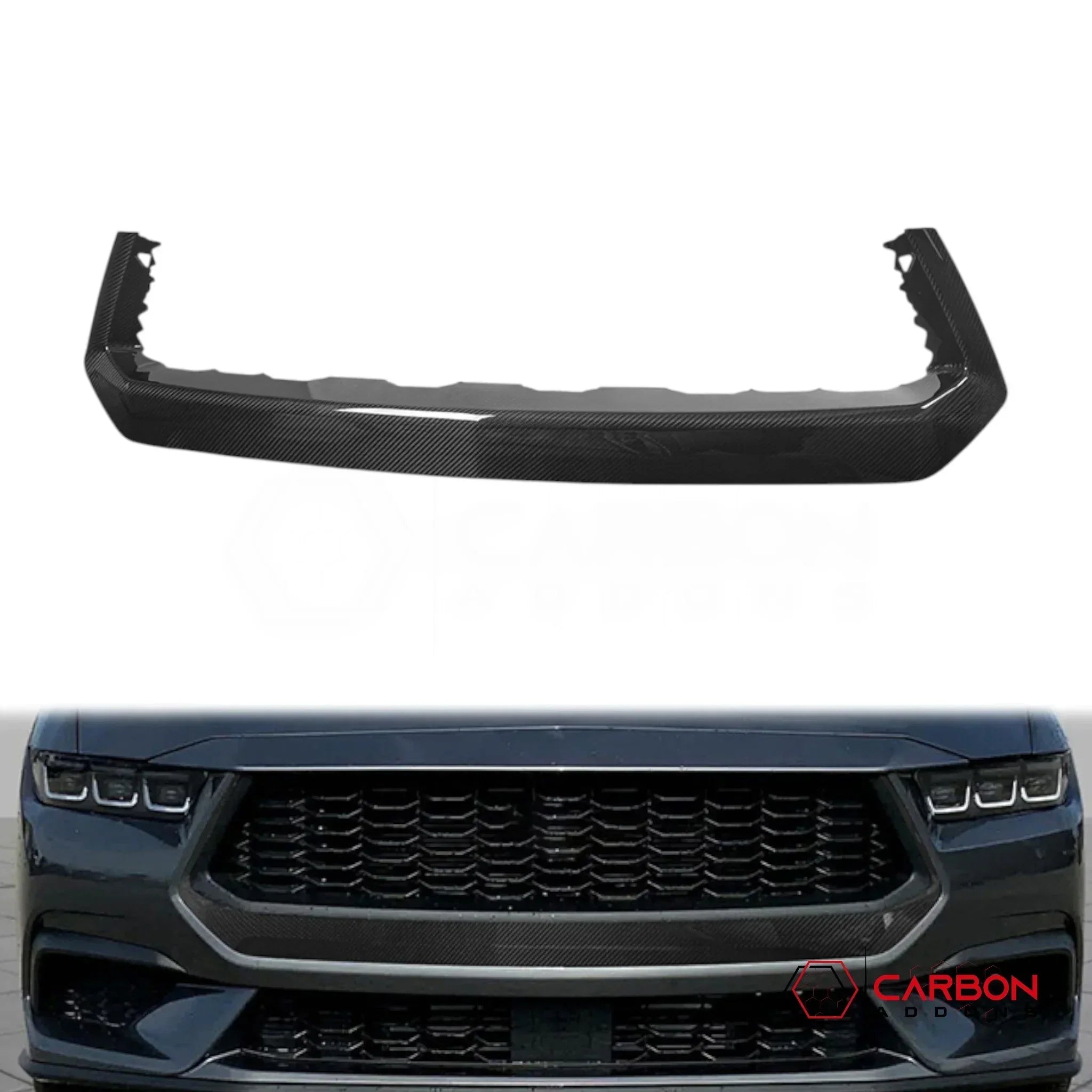 Real Carbon Fiber Front Bumper Upper Trim Covers for 2024+ Ford Mustang EcoBoost