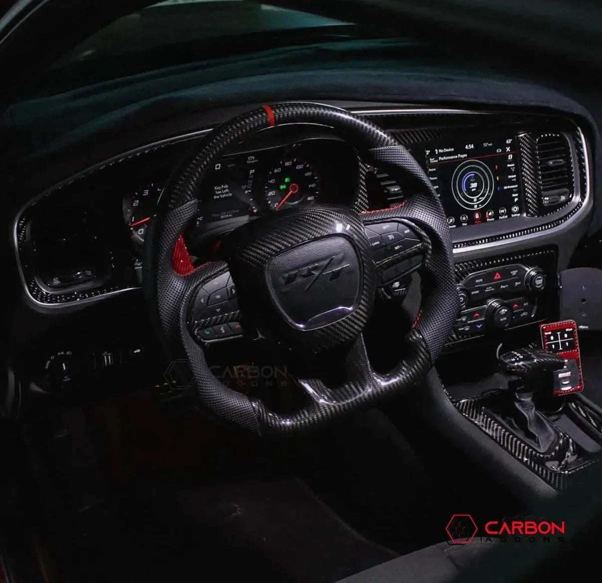 Real Carbon Fiber Steering Airbag Cover | For 2015-2023 Dodge Charger Challenger Durango - carbonaddons Carbon Fiber Parts, Accessories, Upgrades, Mods
