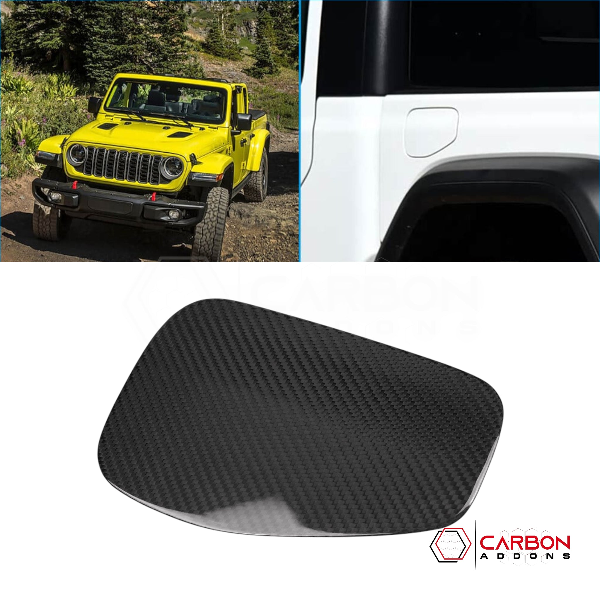 Jeep Gladiator Gas Cap Cover – Real Dry Carbon Fiber (Glossy or Matte) 2020–Current