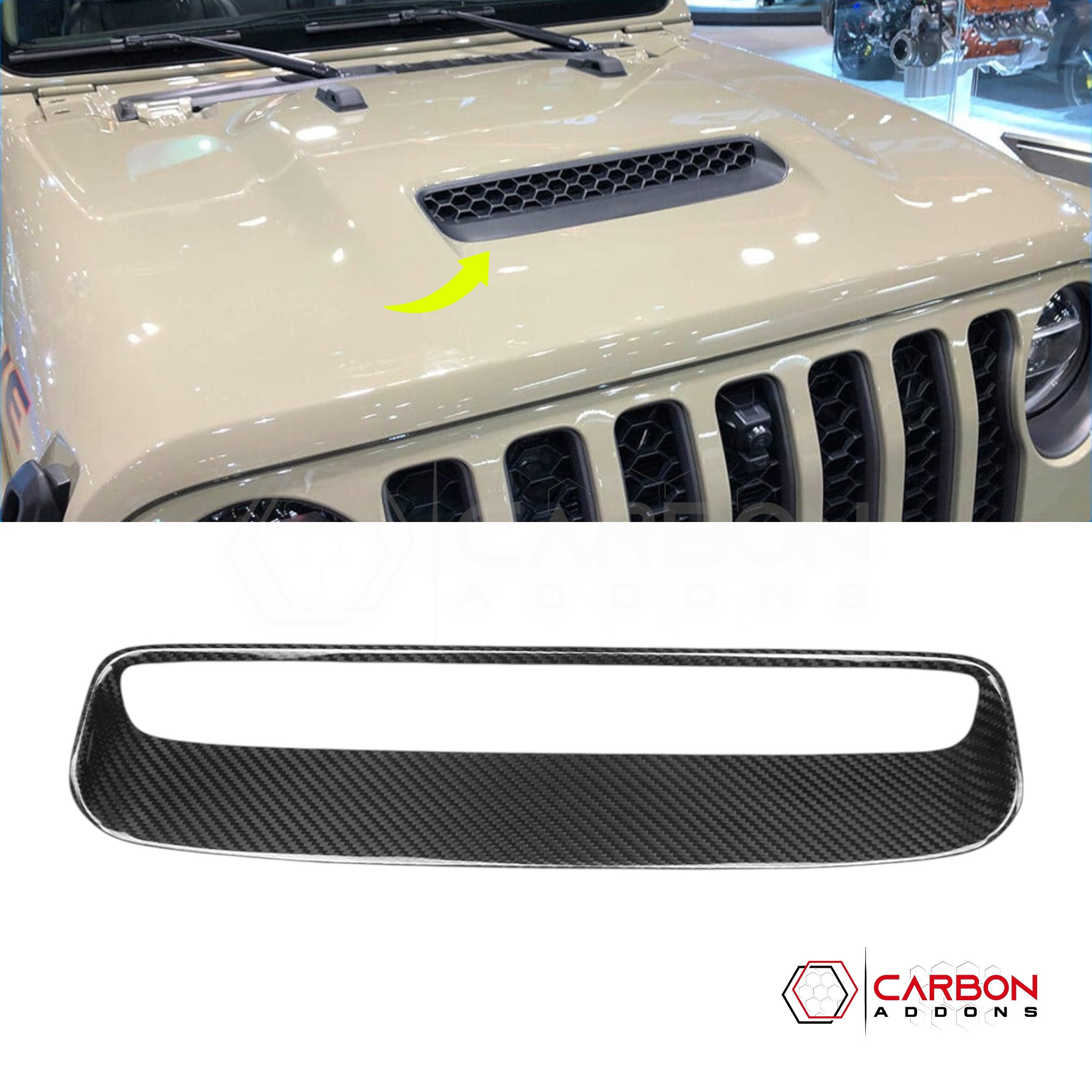 Jeep Gladiator Hood Scoop Bonnet Vent Cover – Real Dry Carbon Fiber (Glossy or Matte) 2020–Current