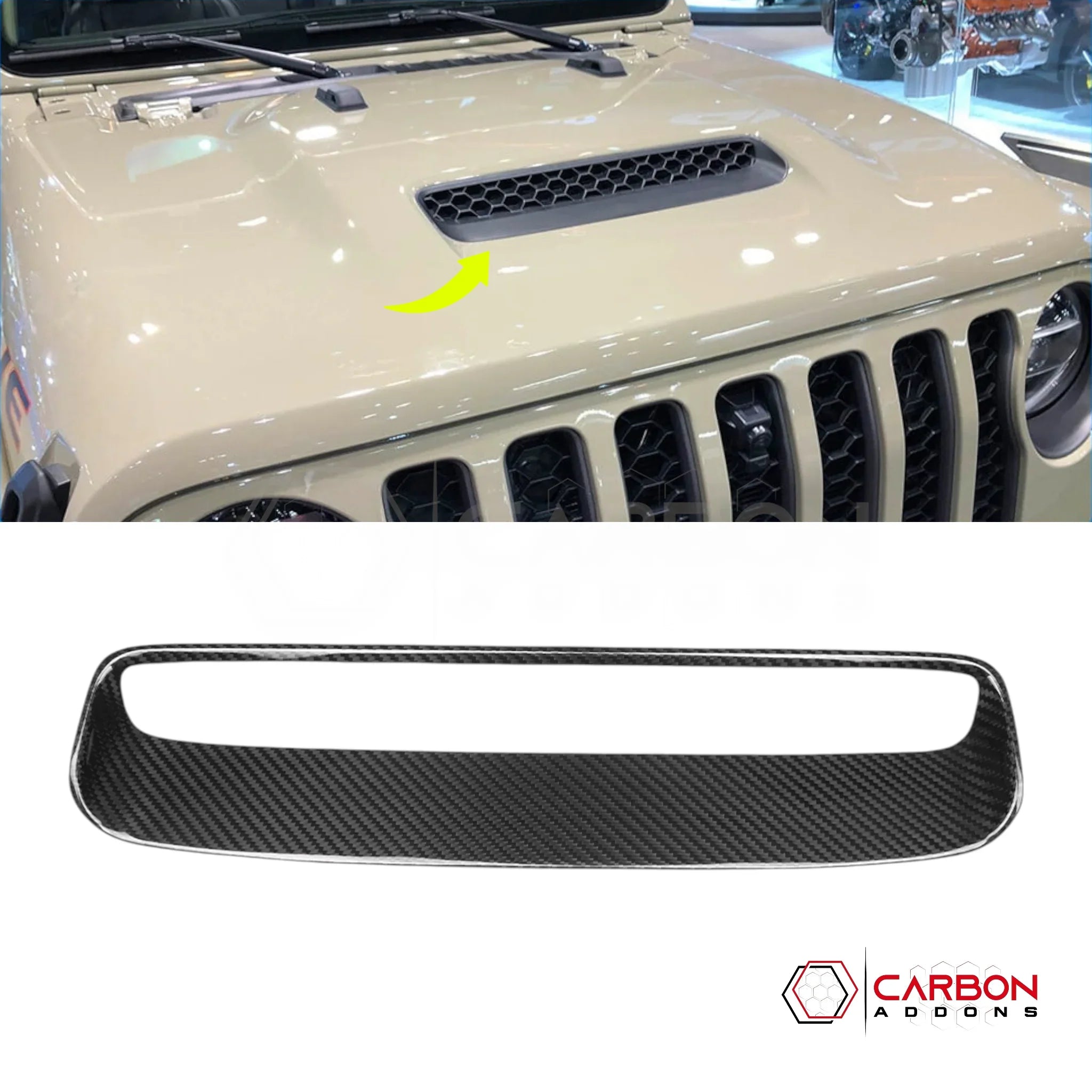 Jeep Gladiator Mojave Hood Scoop Bonnet Vent Cover – Real Dry Carbon Fiber (Glossy or Matte) 2020–Current