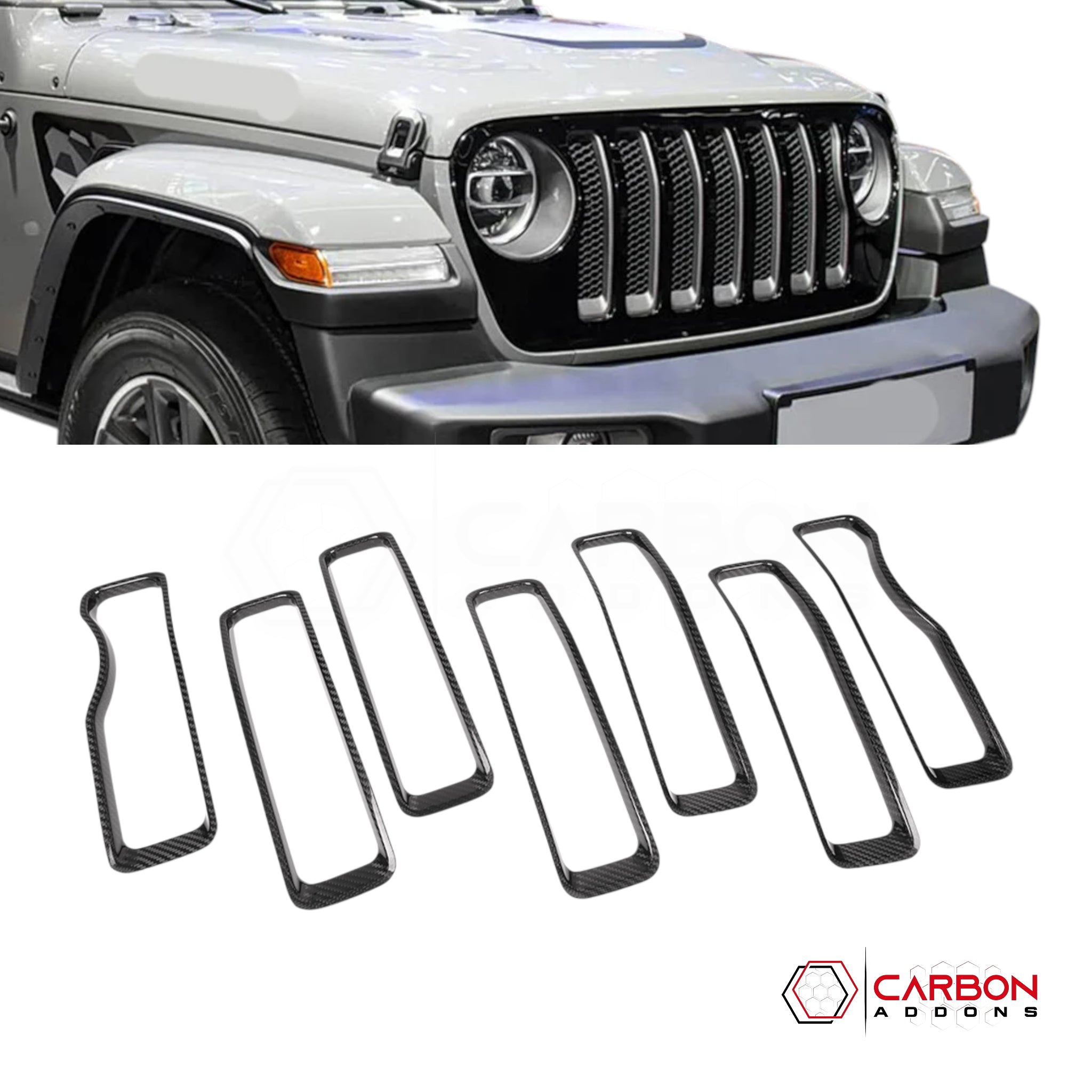 Jeep Gladiator JT & Wrangler JL Grille Insert – Real Dry Carbon Fiber (Glossy or Matte) 2020–Current