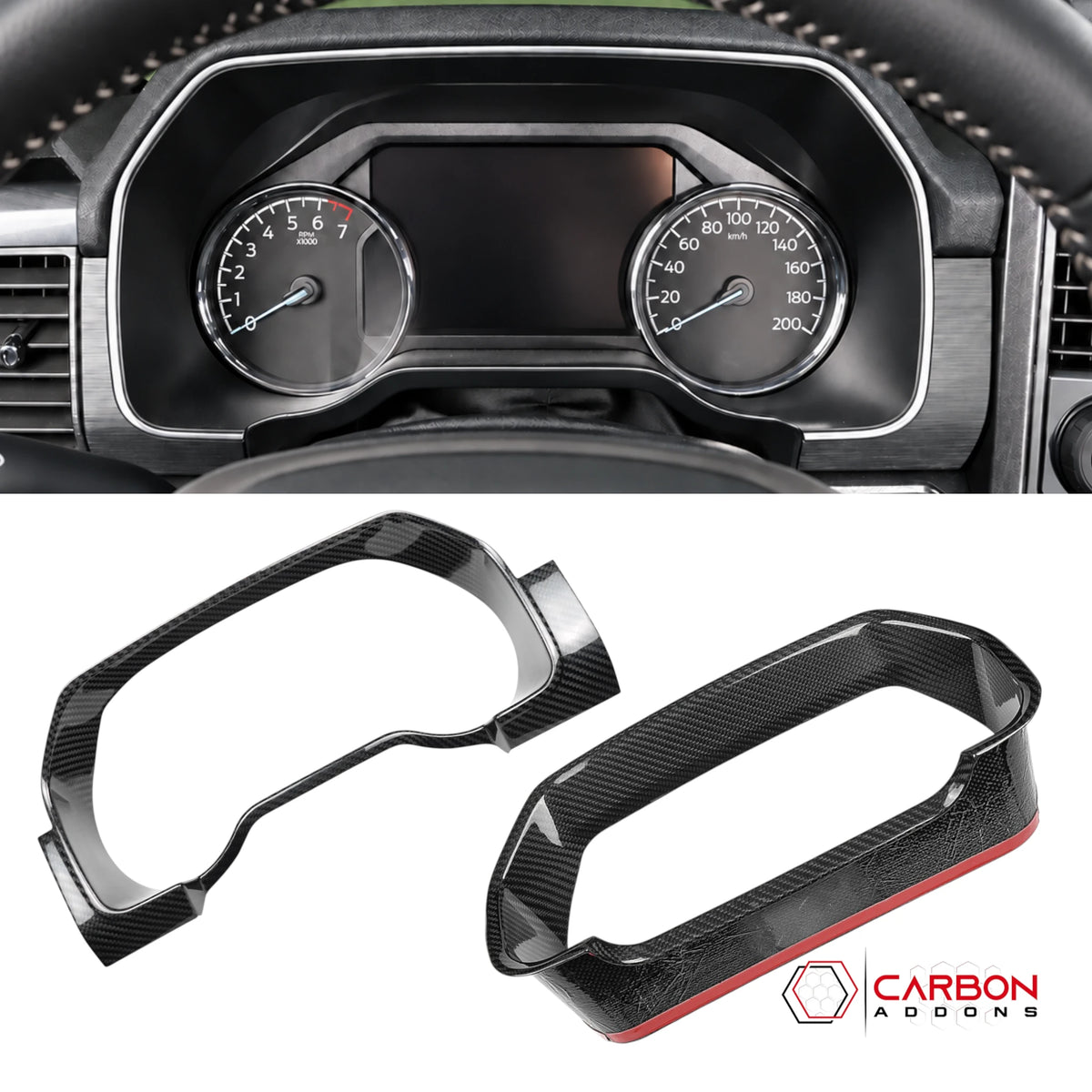 Real Carbon Fiber Gauge Cluster Trim Cover for 2021-2023 Ford F-150