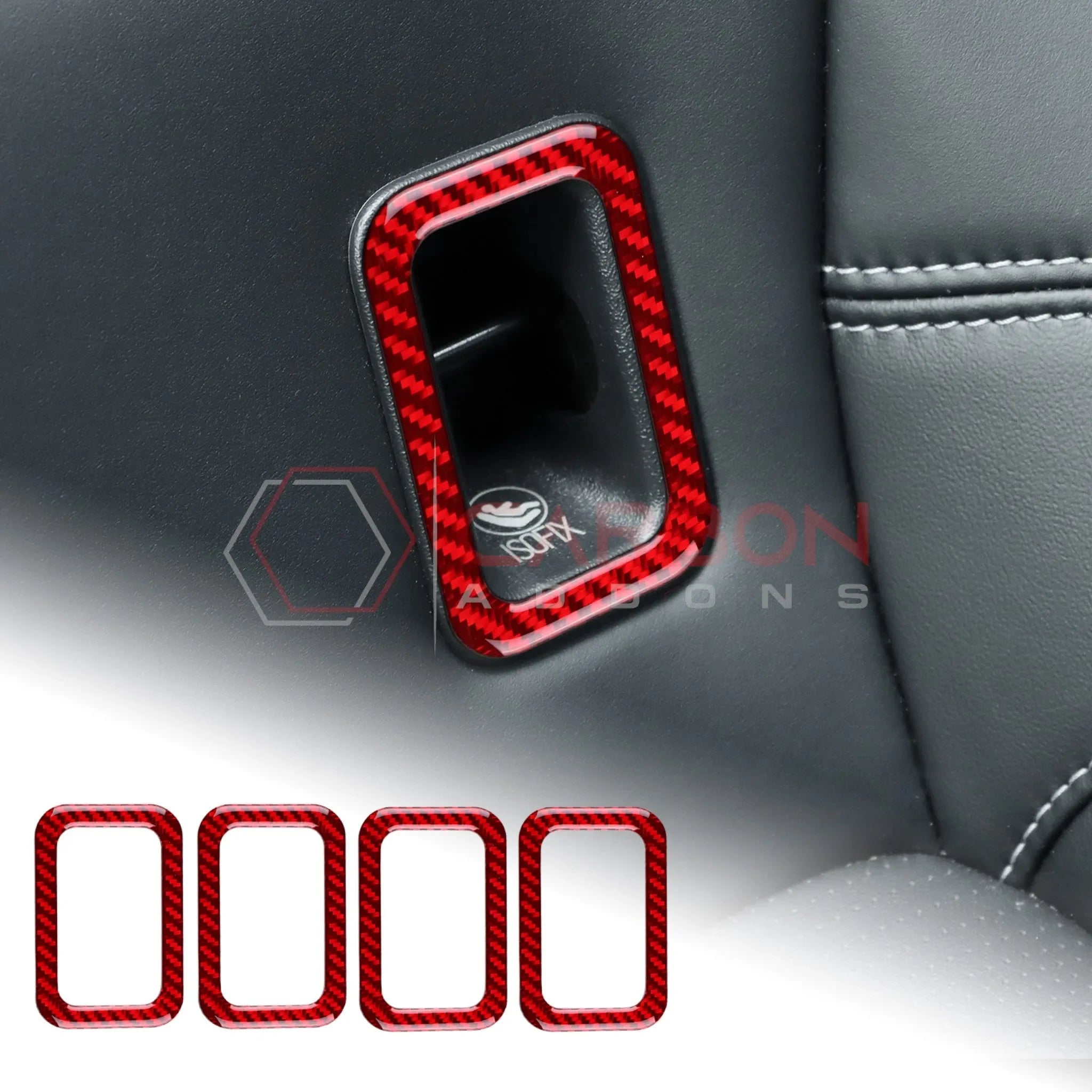 Real Carbon Fiber Rear Child Seat Anchor Trim Overlay for 2024+ Ford Mustang