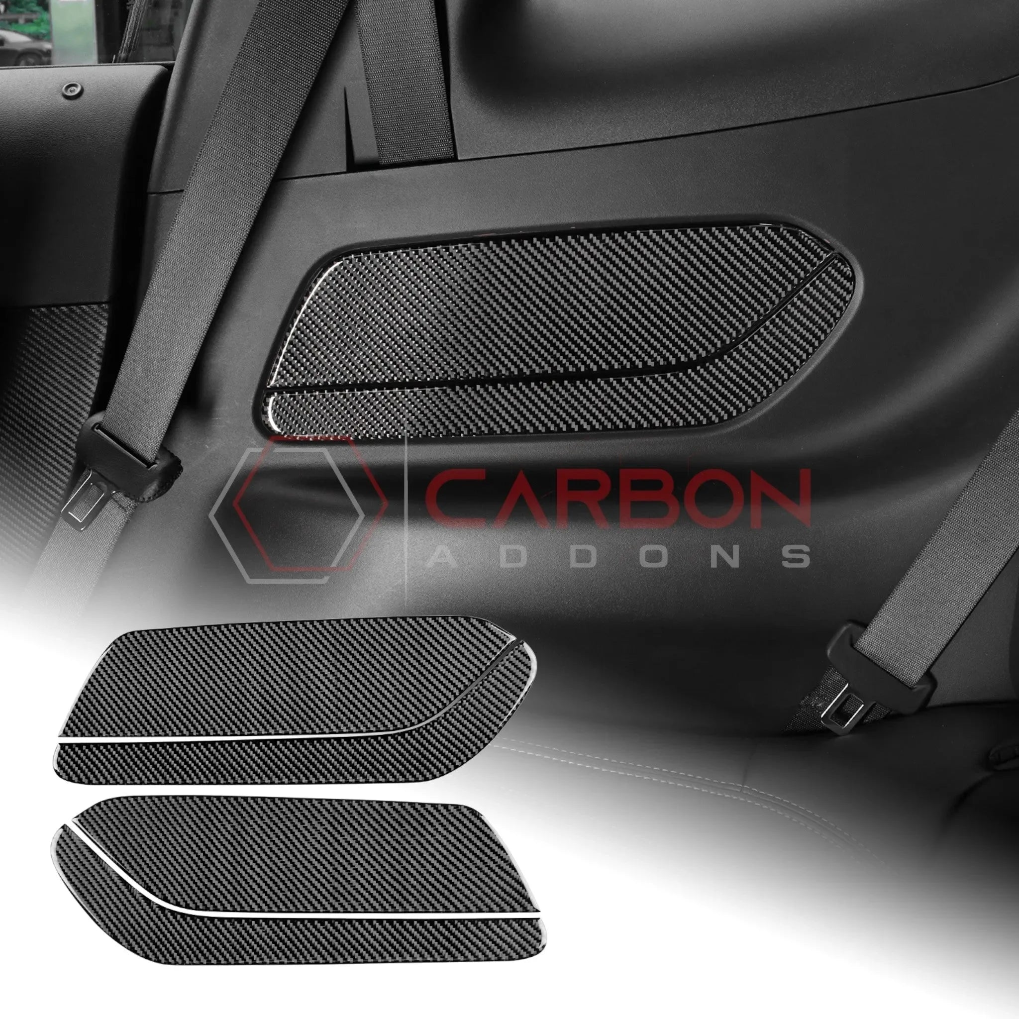 Real Carbon Fiber Rear Seat Side Panel Overlays for 2024+ Ford Mustang