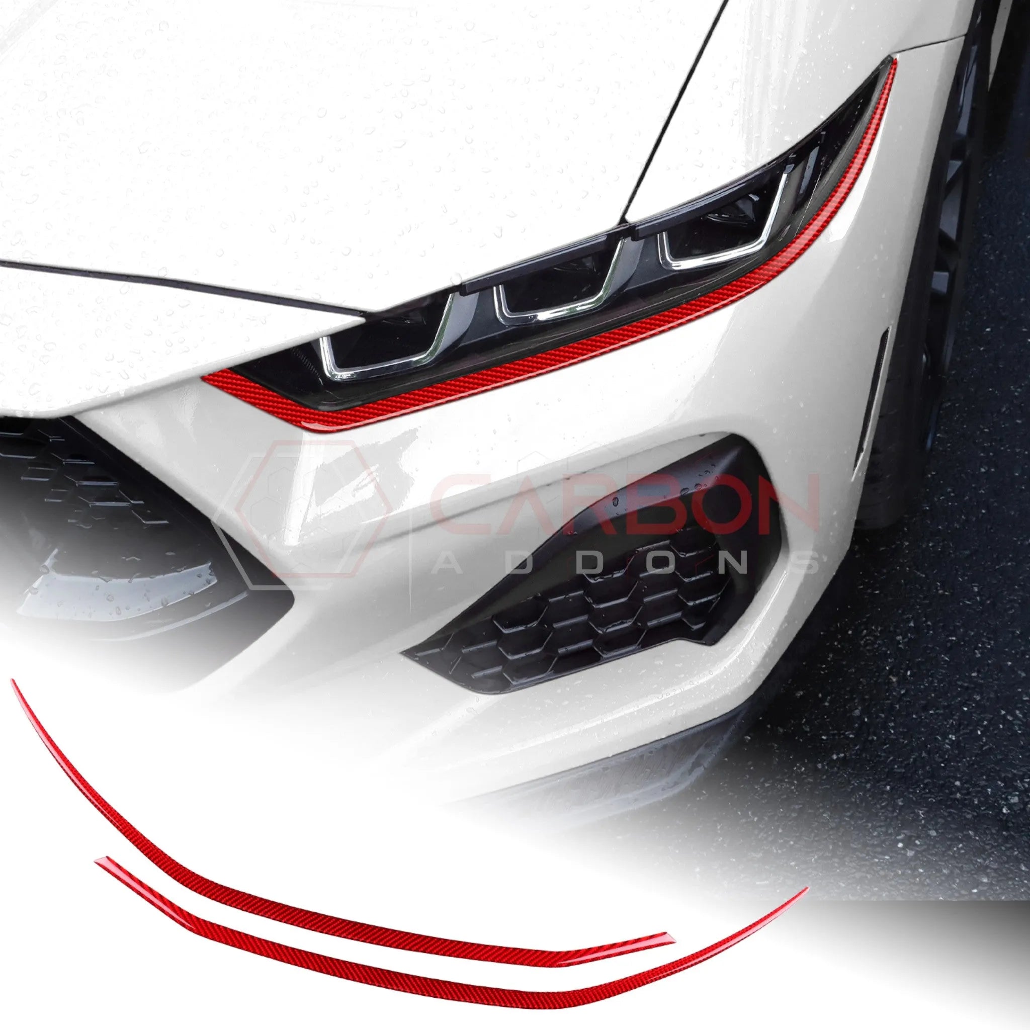 2024+ S650 Mustang Exterior Real Carbon Fiber Headlight Decorative Strip Overlay