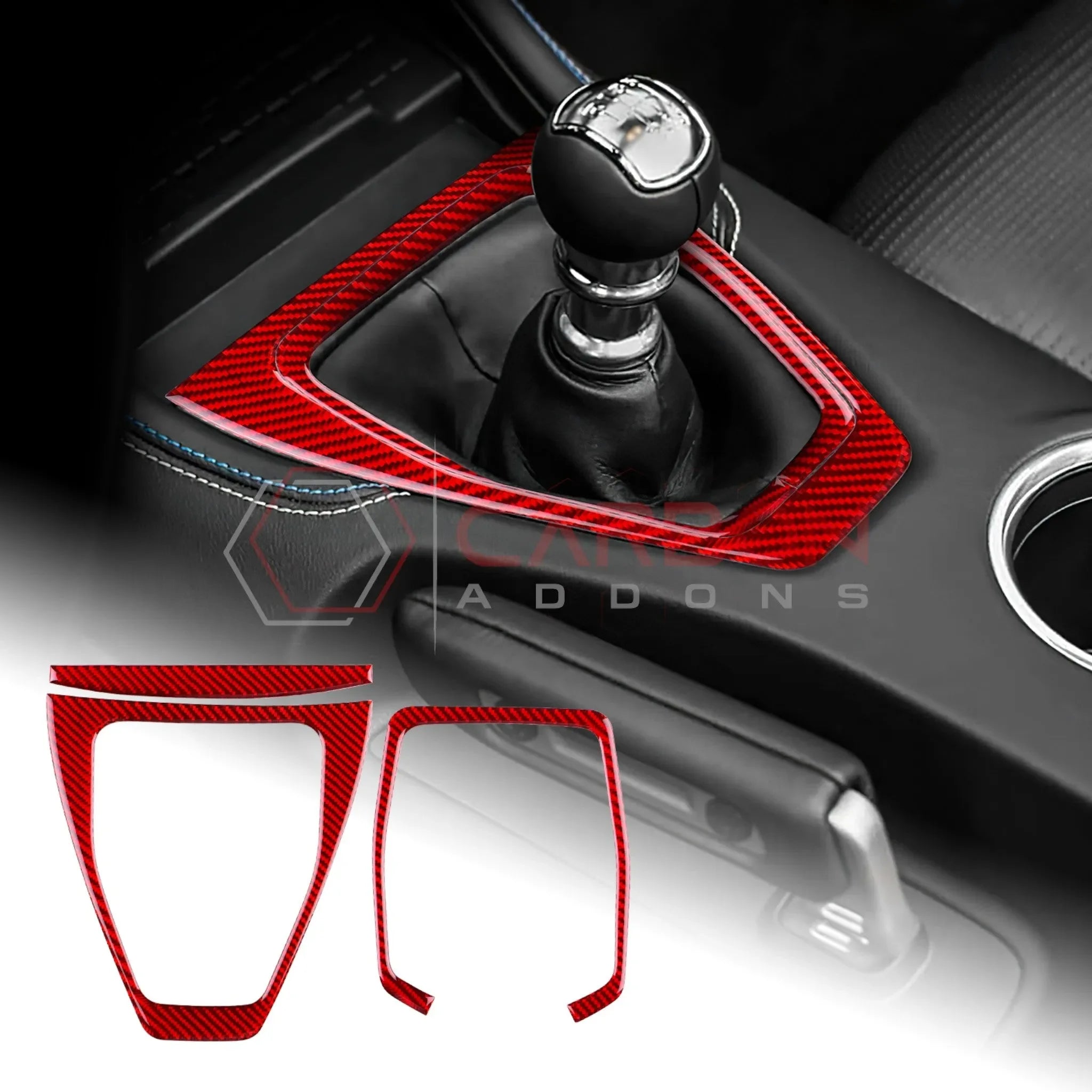Real Carbon Fiber Gear Shifter Trim Overlay for 2024+ Ford Mustang