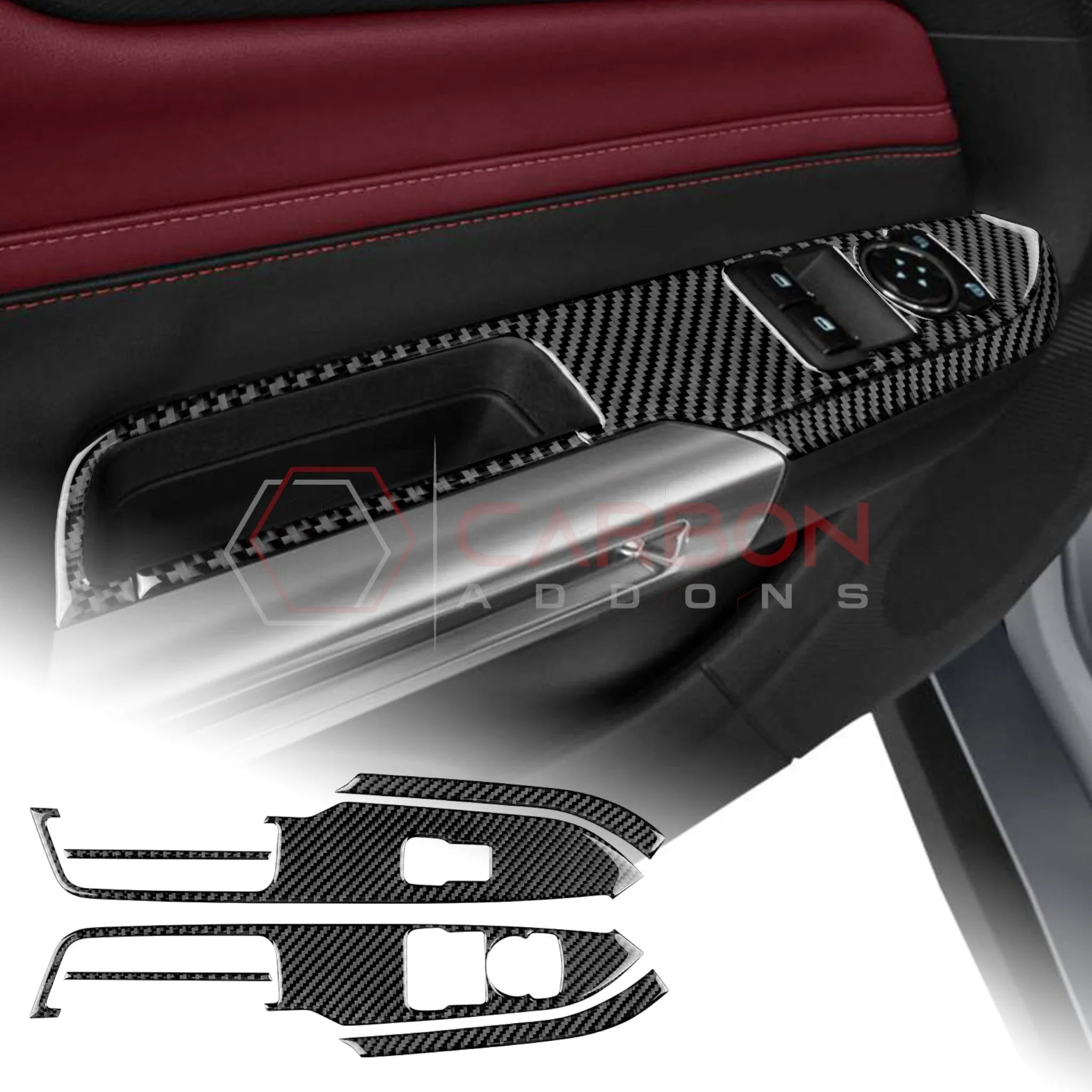 2024+ S650 Mustang Real Carbon Window switch Trim Overlay
