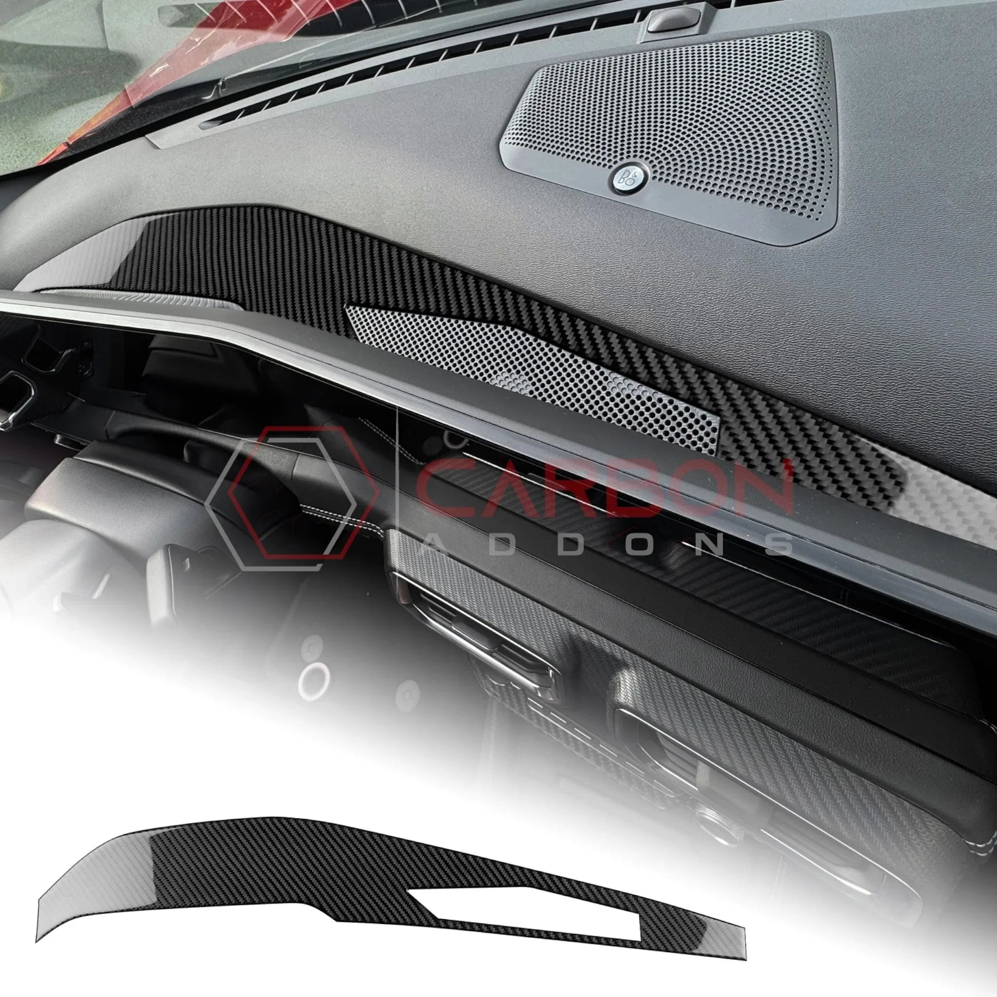 Real Carbon Fiber Dashboard Screen Surround Trim Overlay for 2024+ Ford Mustang