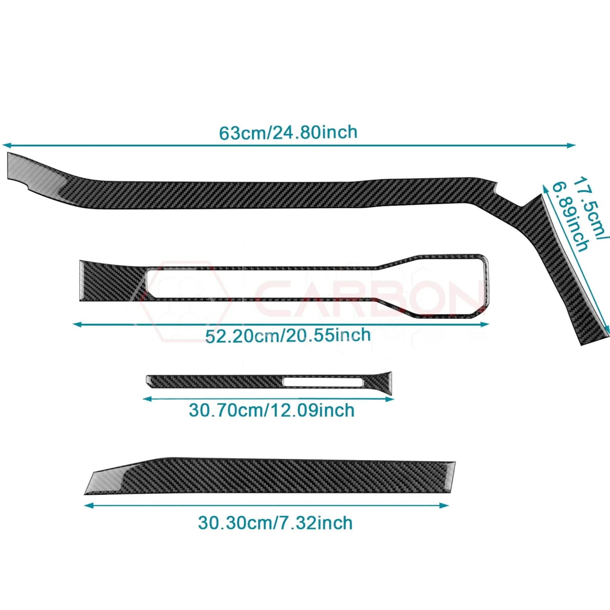Real Carbon Fiber Passenger Side Dashboard Trim Overlays for 2024+ Ford Mustang