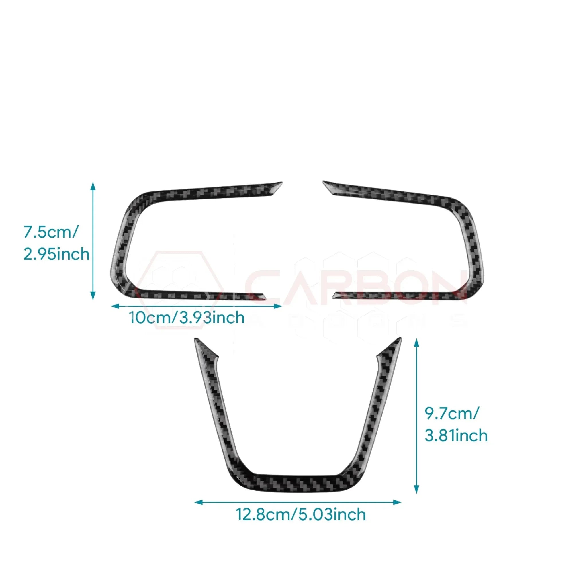 Real Carbon Fiber Steering Wheel Trim Overlays for 2024+ Ford Mustang