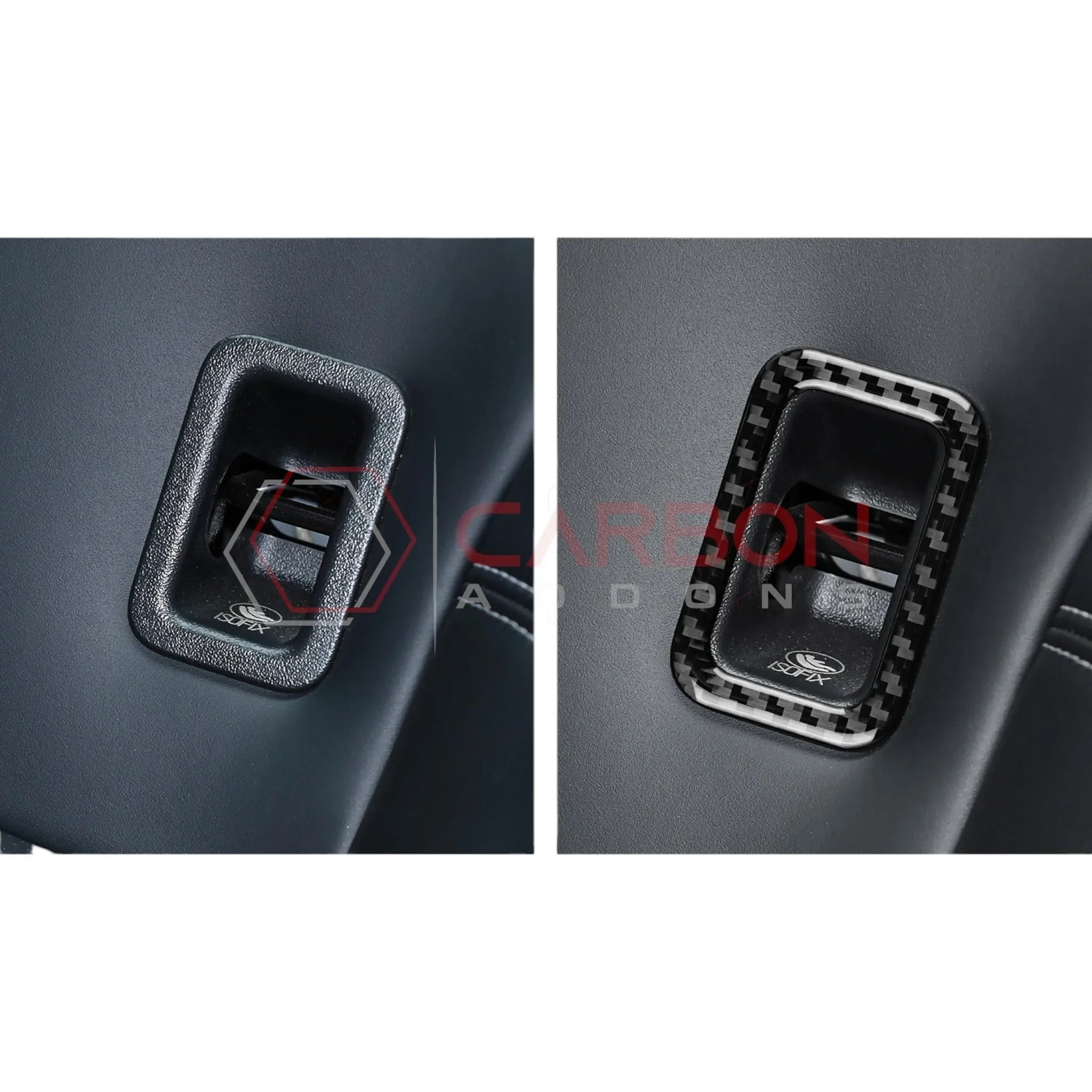 Real Carbon Fiber Rear Child Seat Anchor Trim Overlay for 2024+ Ford Mustang