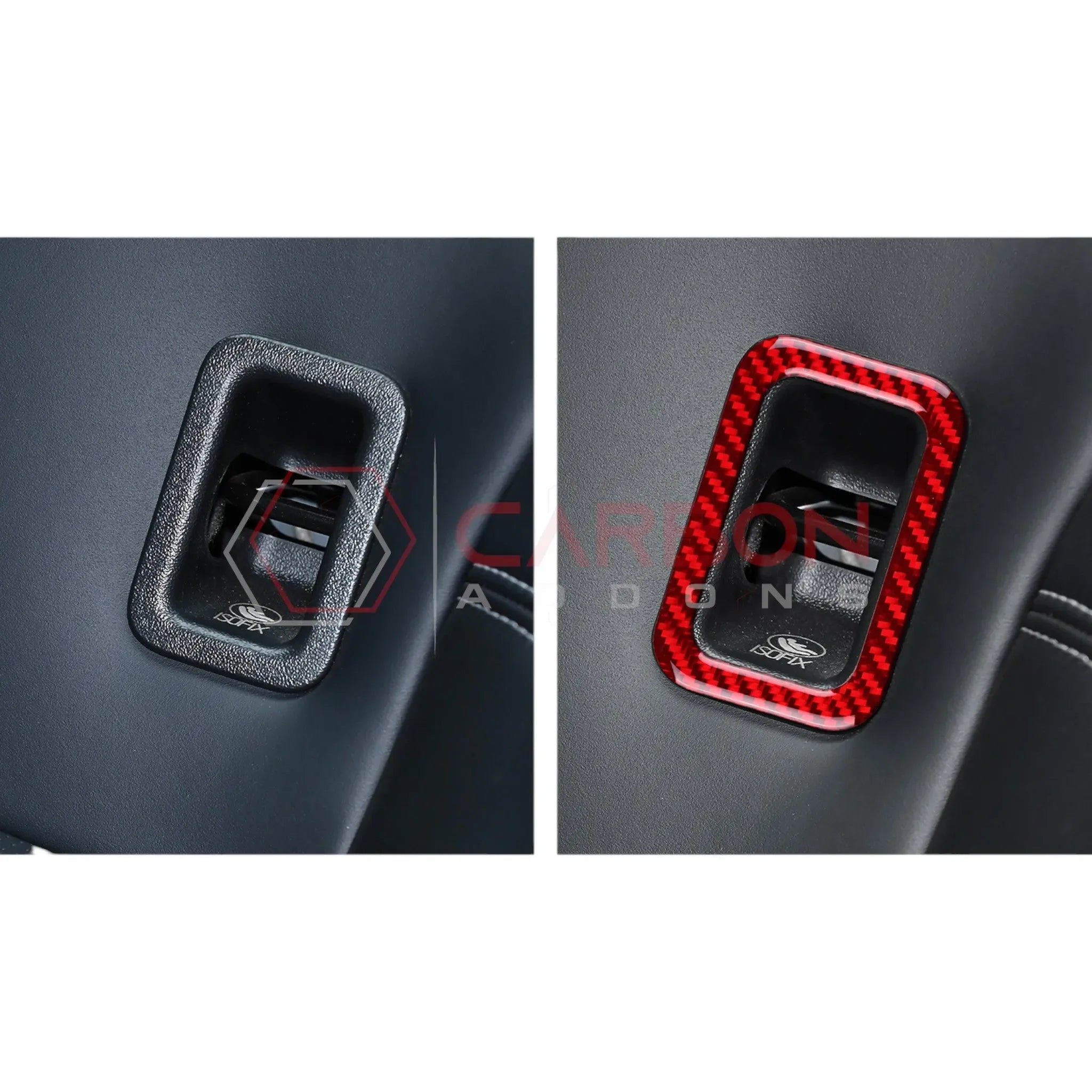 Real Carbon Fiber Rear Child Seat Anchor Trim Overlay for 2024+ Ford Mustang