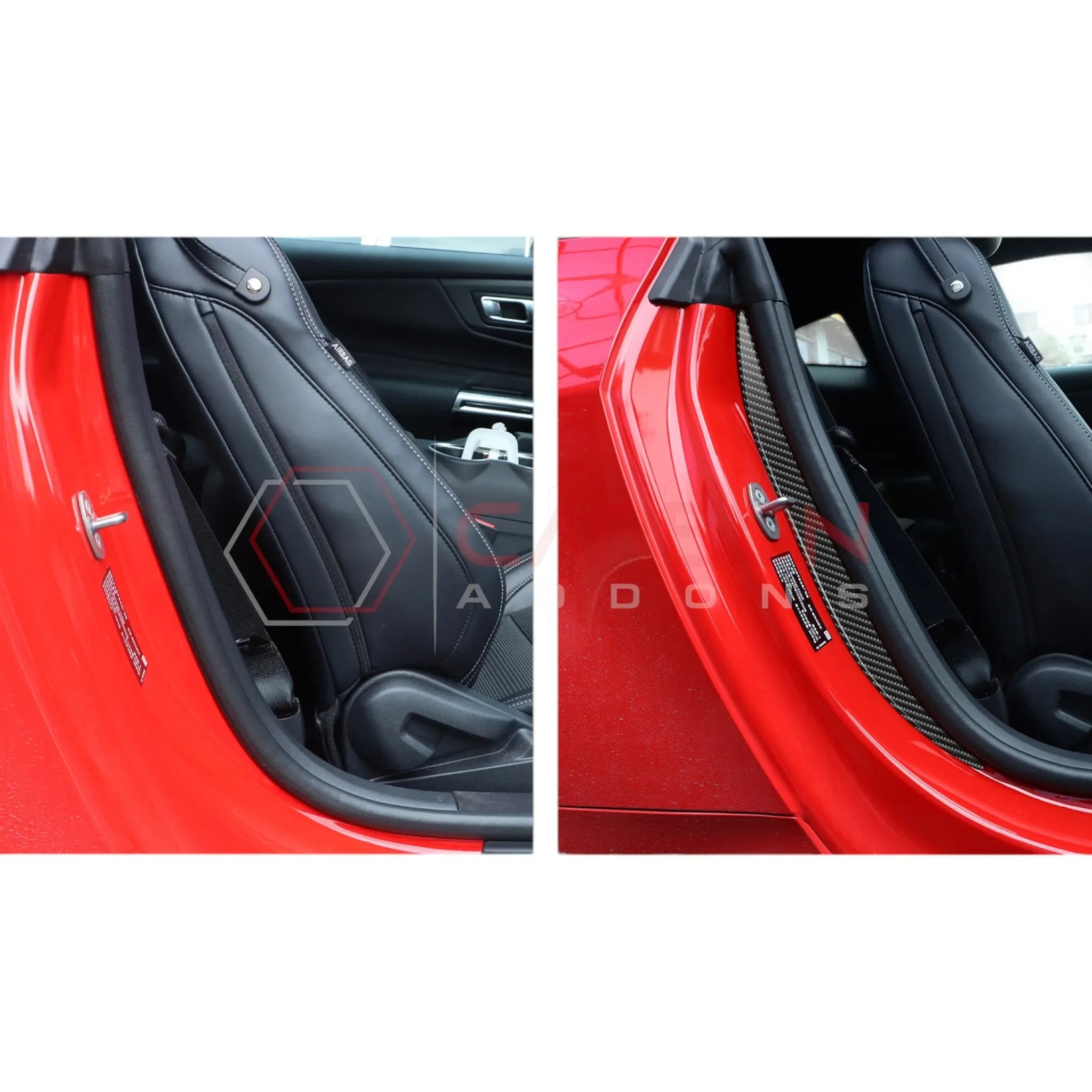 Real Carbon Fiber Door Jamb Trim Overlays for 2024+ Ford Mustang