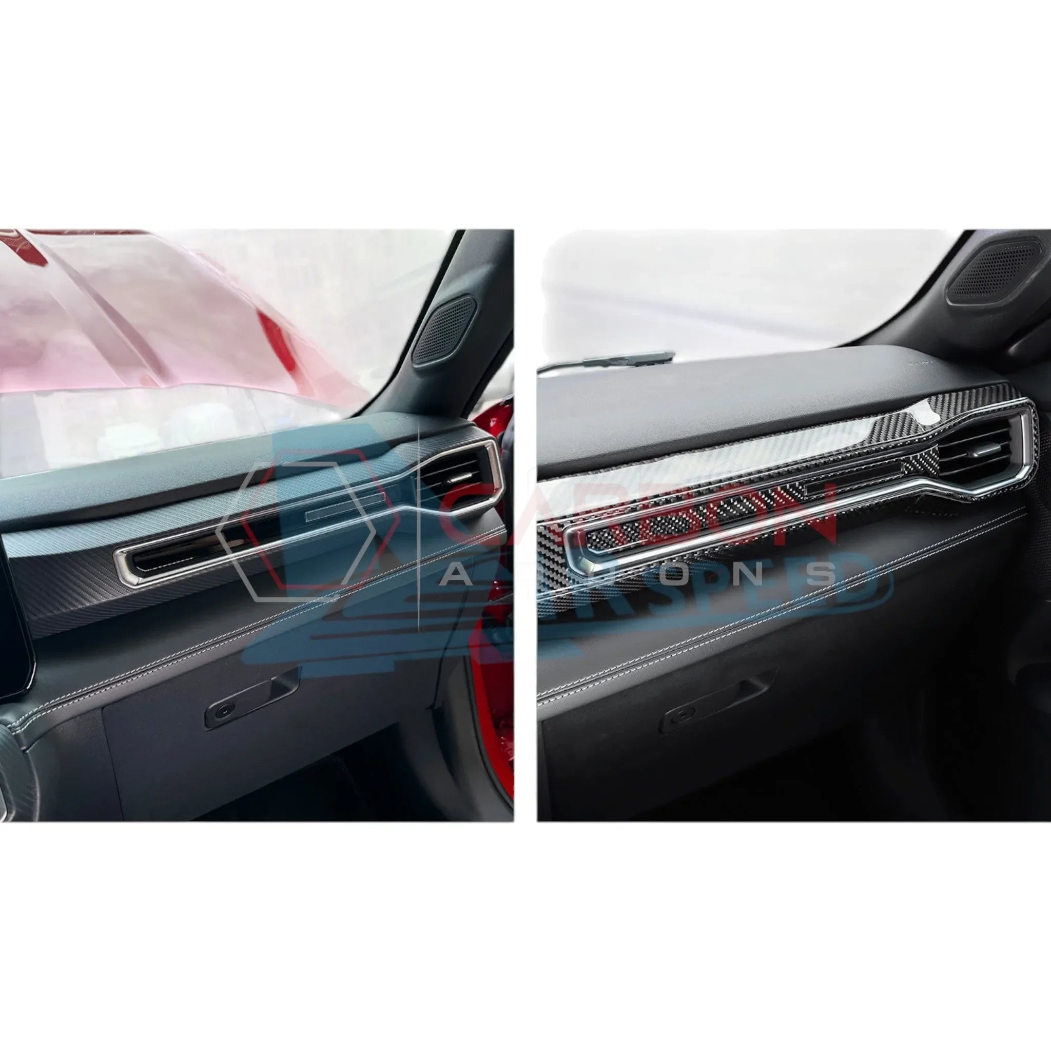 Real Carbon Fiber Passenger Side Dashboard Trim Overlays for 2024+ Ford Mustang