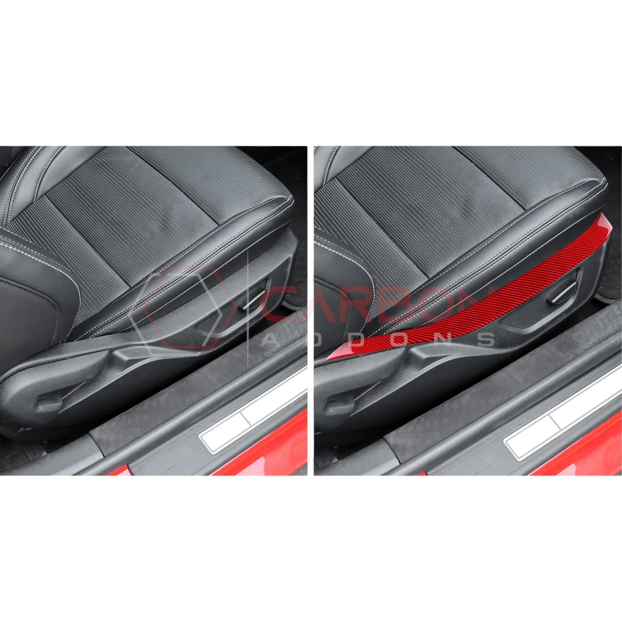 Real Carbon Fiber Seat Control Upper Trim Overlay for 2024+ Ford Mustang