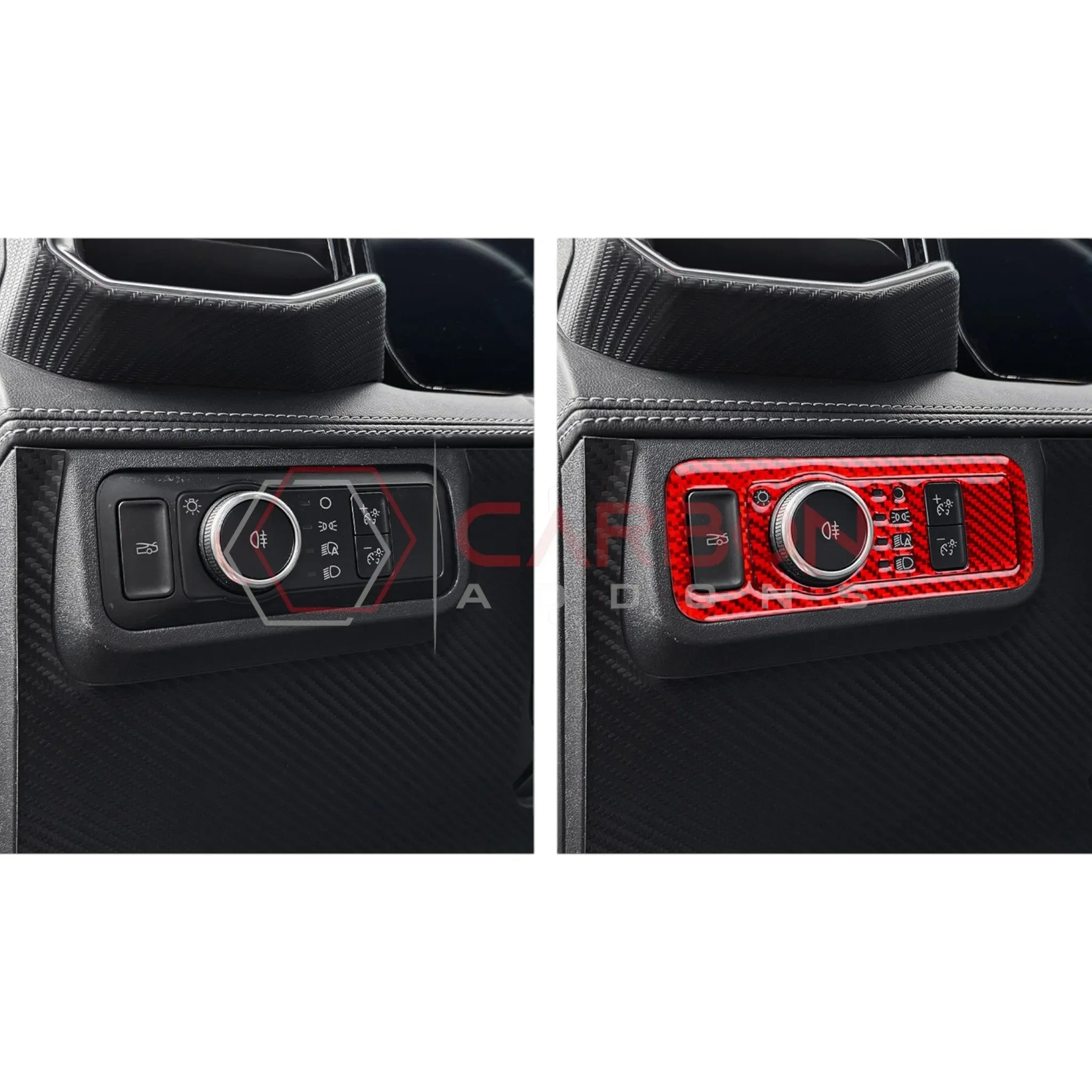 Real Carbon Fiber Headlight Control Trim Overlay for 2024+ Ford Mustang