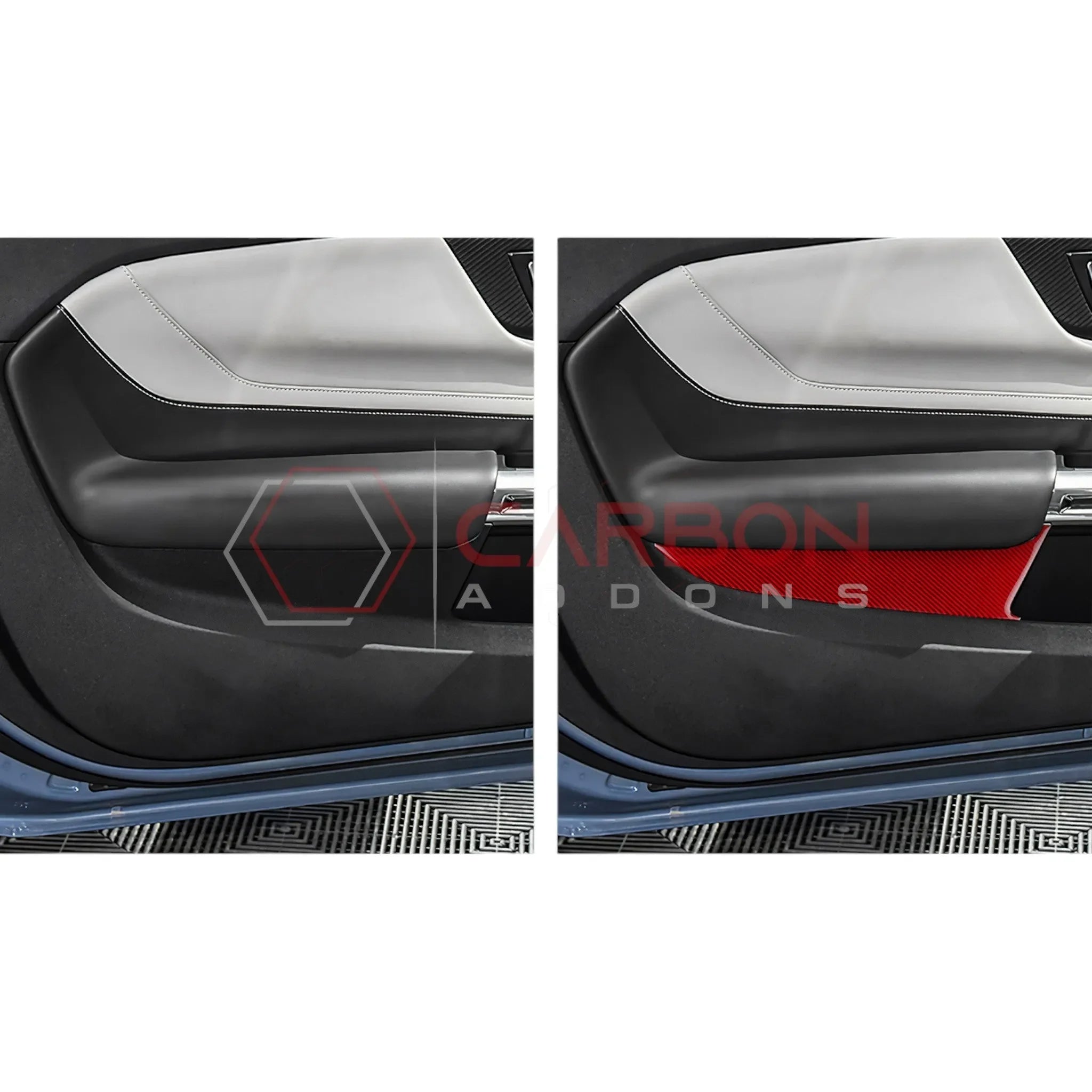 Real Carbon Fiber Lower Door Panel Trim Overlay for 2024+ Ford Mustang