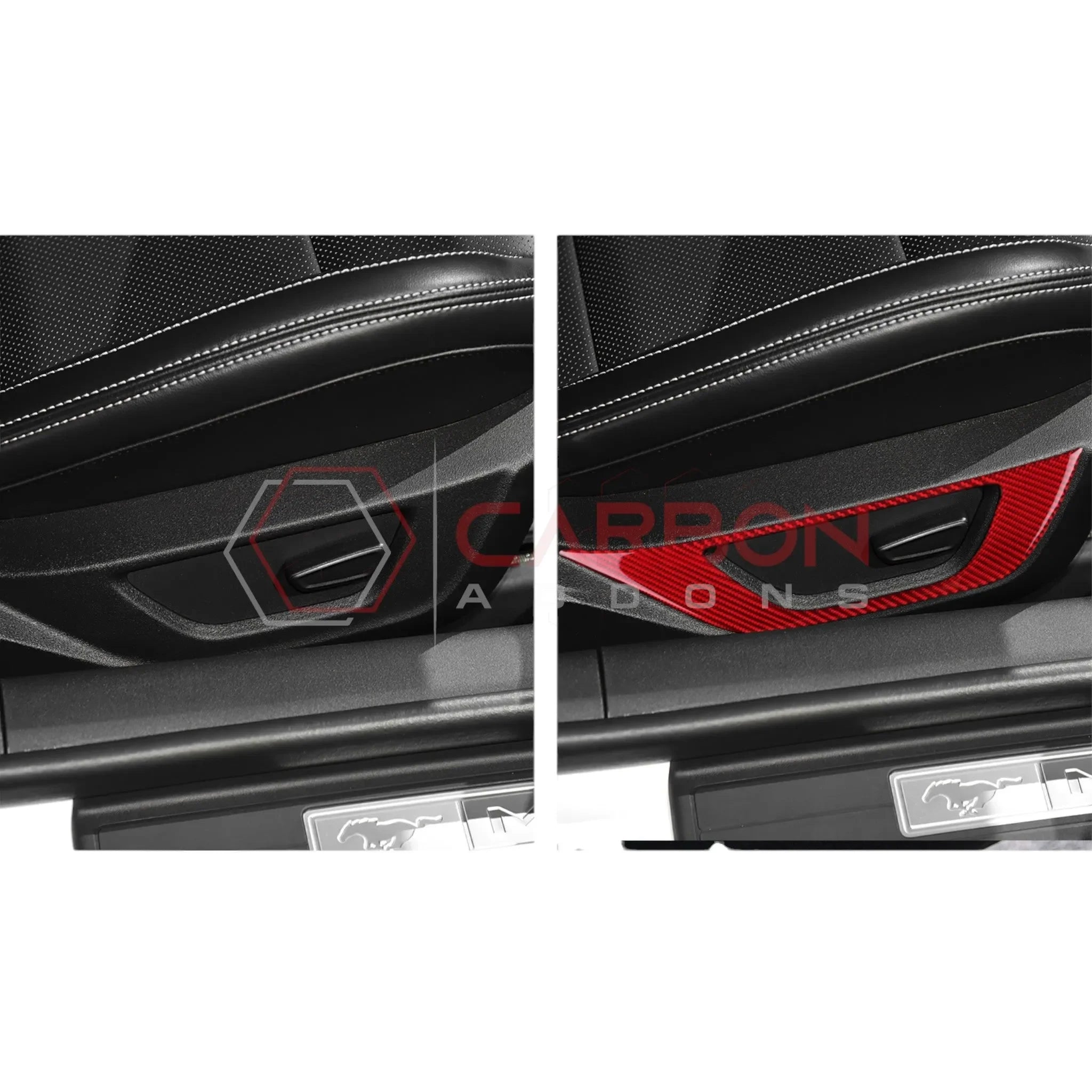 Real Carbon Fiber Seat Control Outer Trim Overlay for 2024+ Ford Mustang