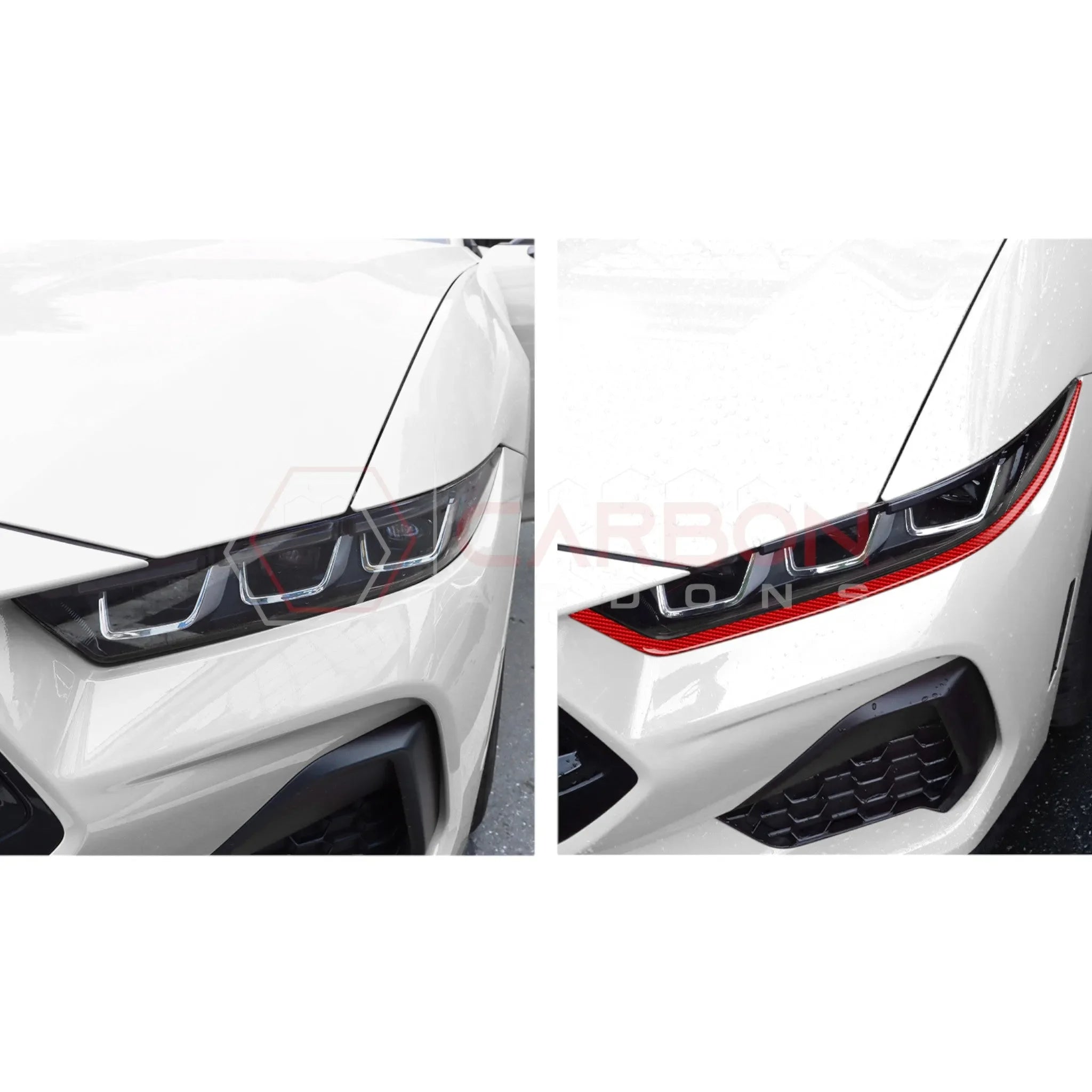Real Carbon Fiber Headlight Decorative Strip Overlays for 2024+ Ford Mustang