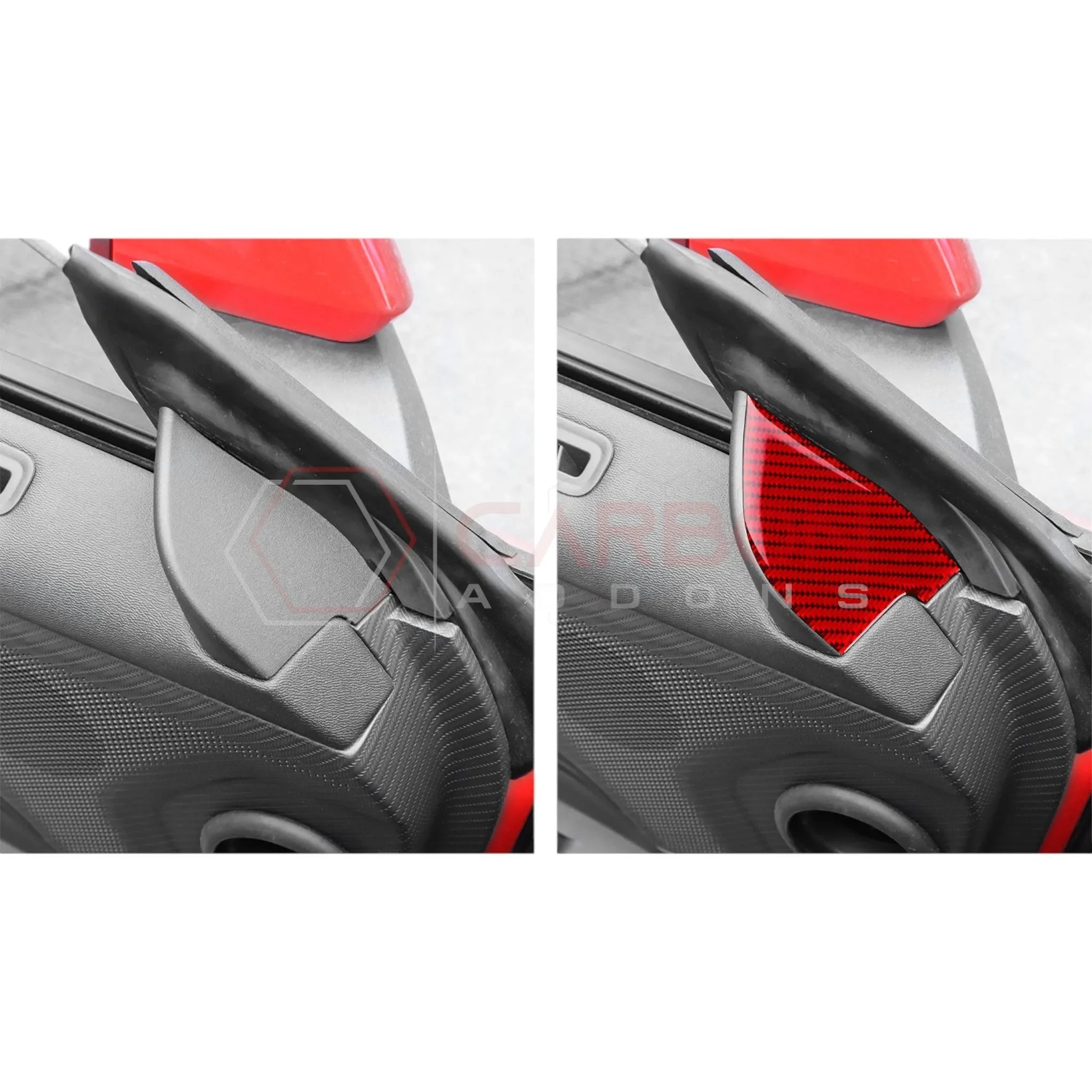 Real Carbon Fiber Door Jamb Triangle Trim Overlay for 2024+ Ford Mustang
