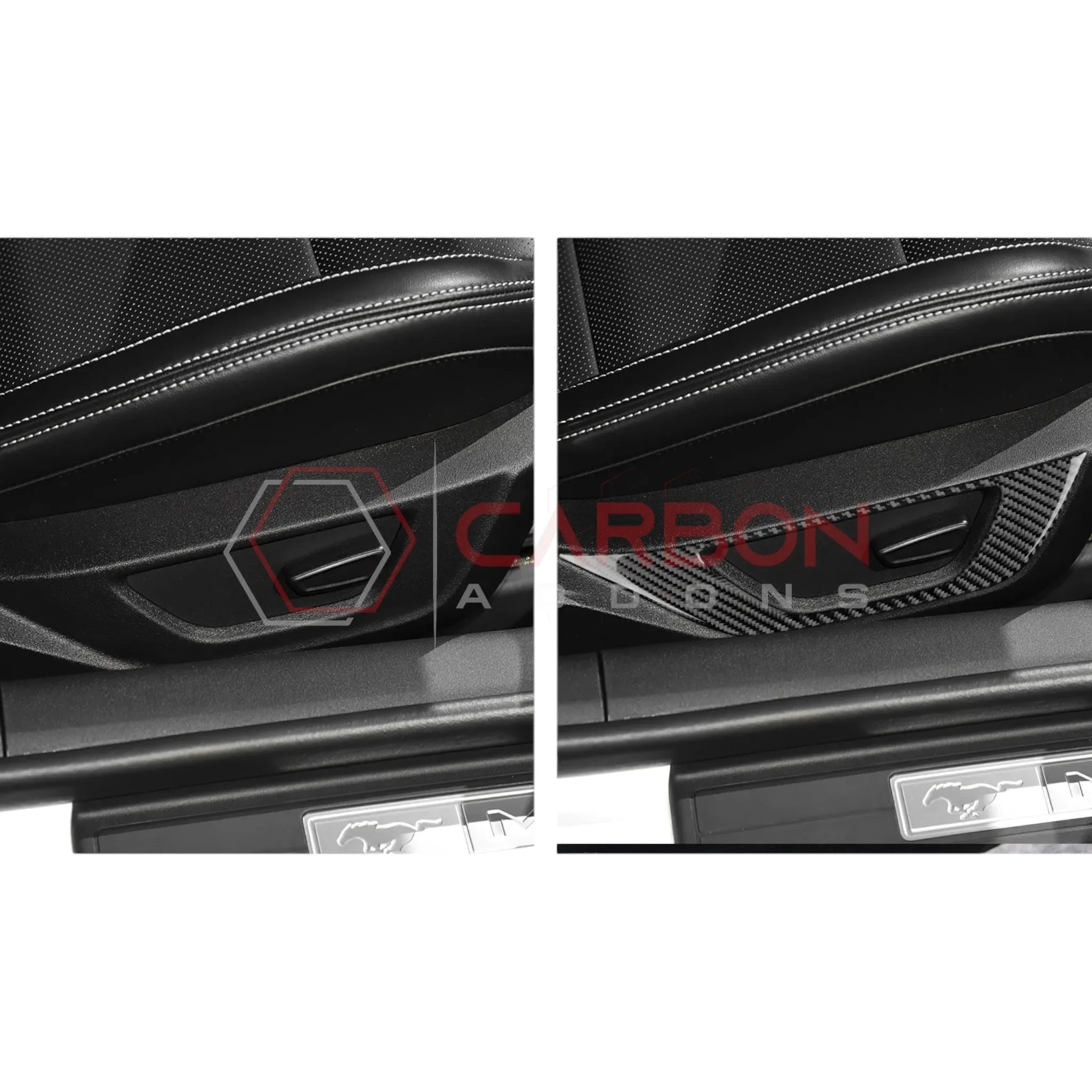 Real Carbon Fiber Seat Control Outer Trim Overlay for 2024+ Ford Mustang