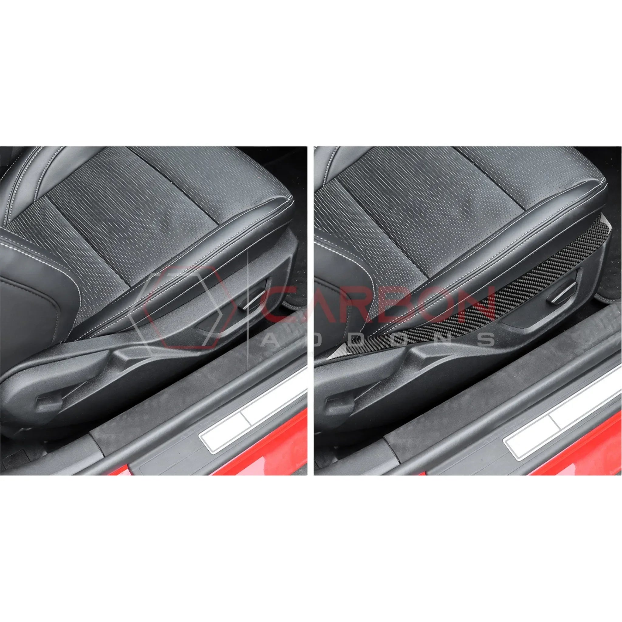 Real Carbon Fiber Seat Control Upper Trim Overlay for 2024+ Ford Mustang