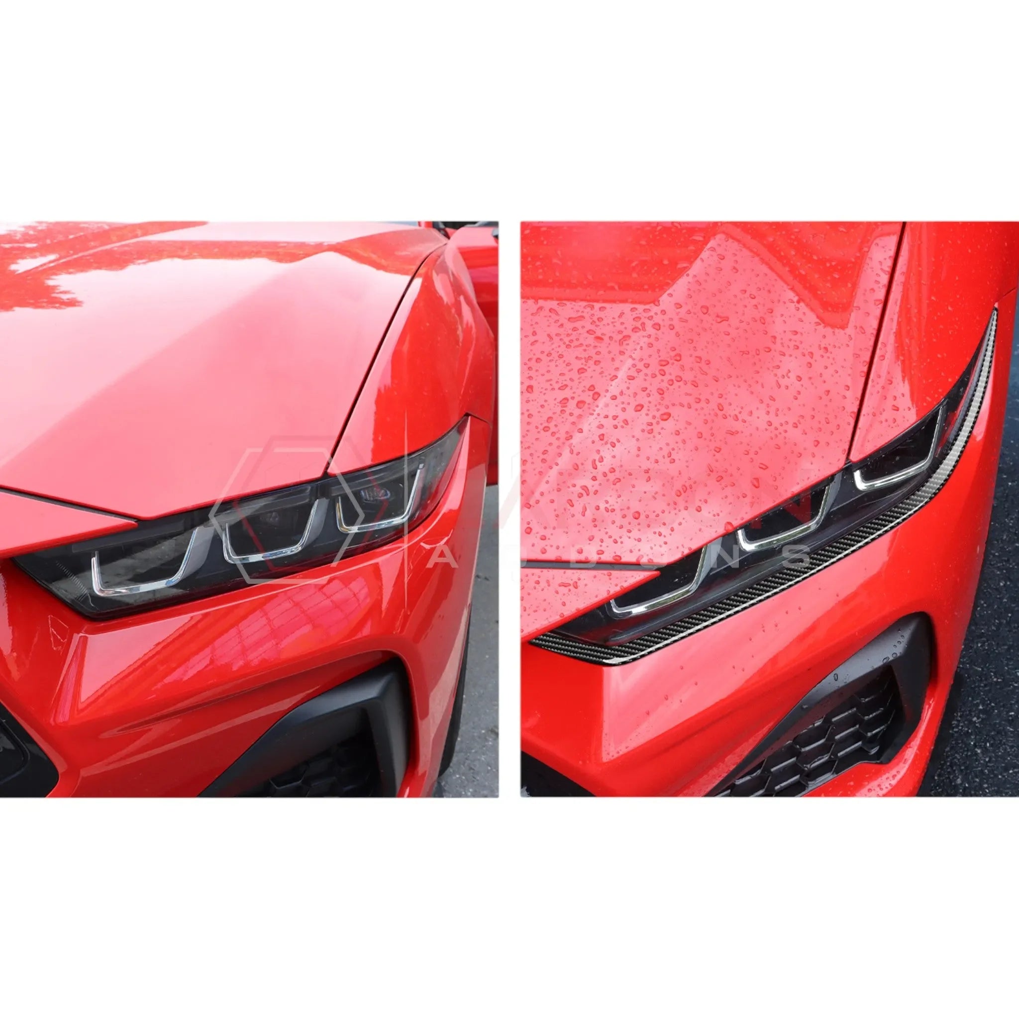 Real Carbon Fiber Headlight Decorative Strip Overlays for 2024+ Ford Mustang