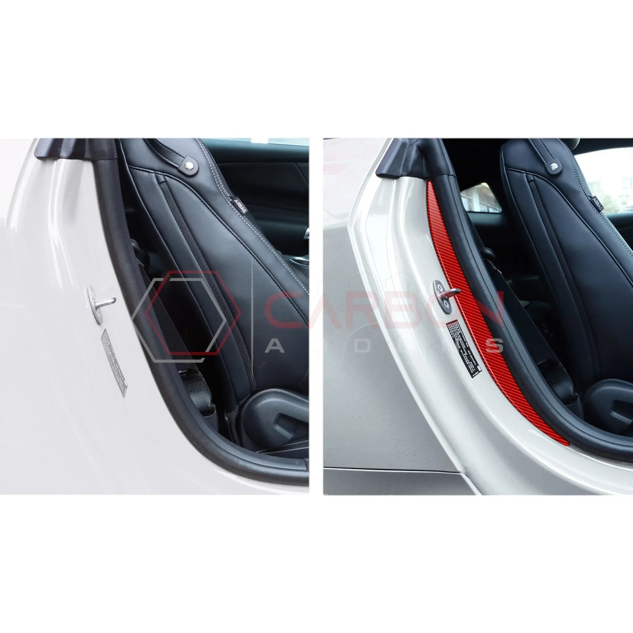 Real Carbon Fiber Door Jamb Trim Overlays for 2024+ Ford Mustang