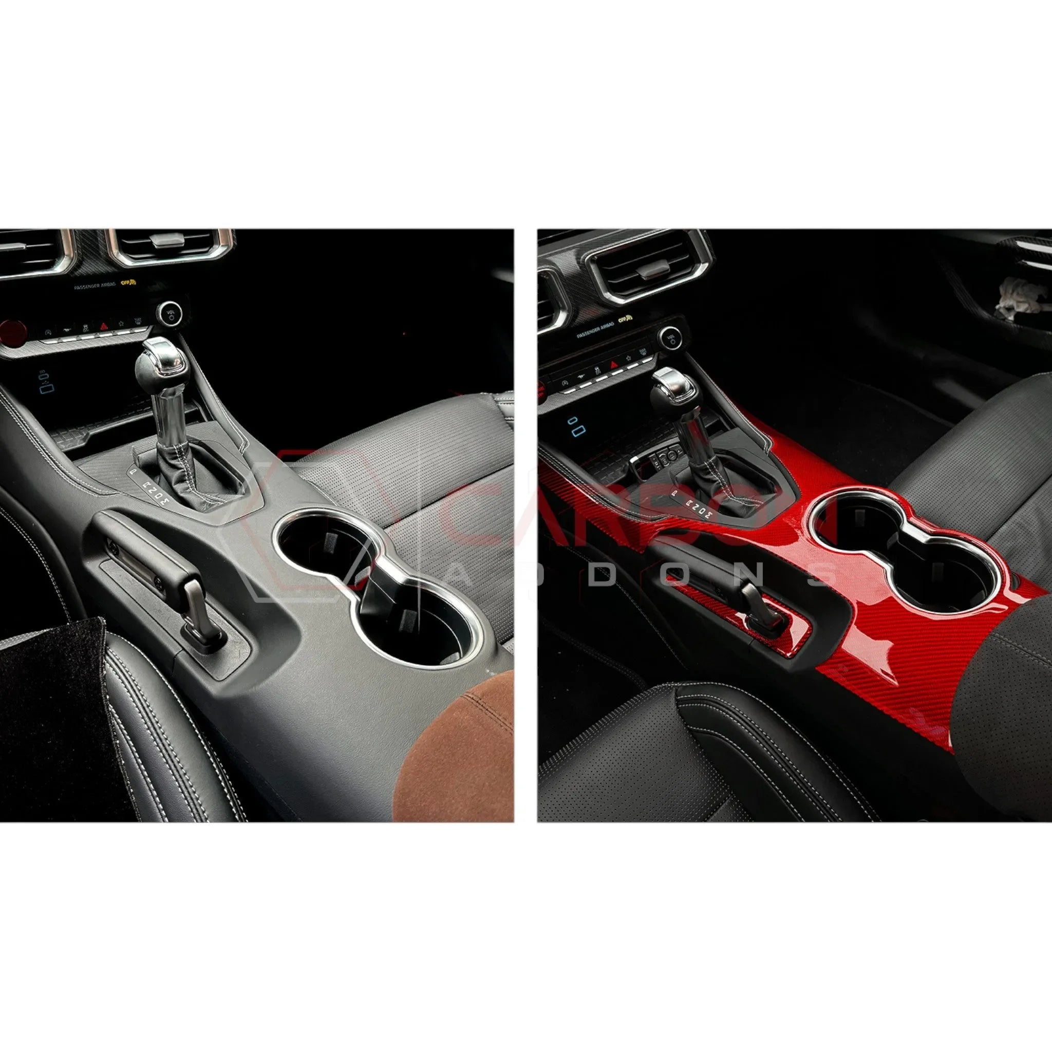 Real Carbon Fiber Center Console Overlay for 2024+ Ford Mustang