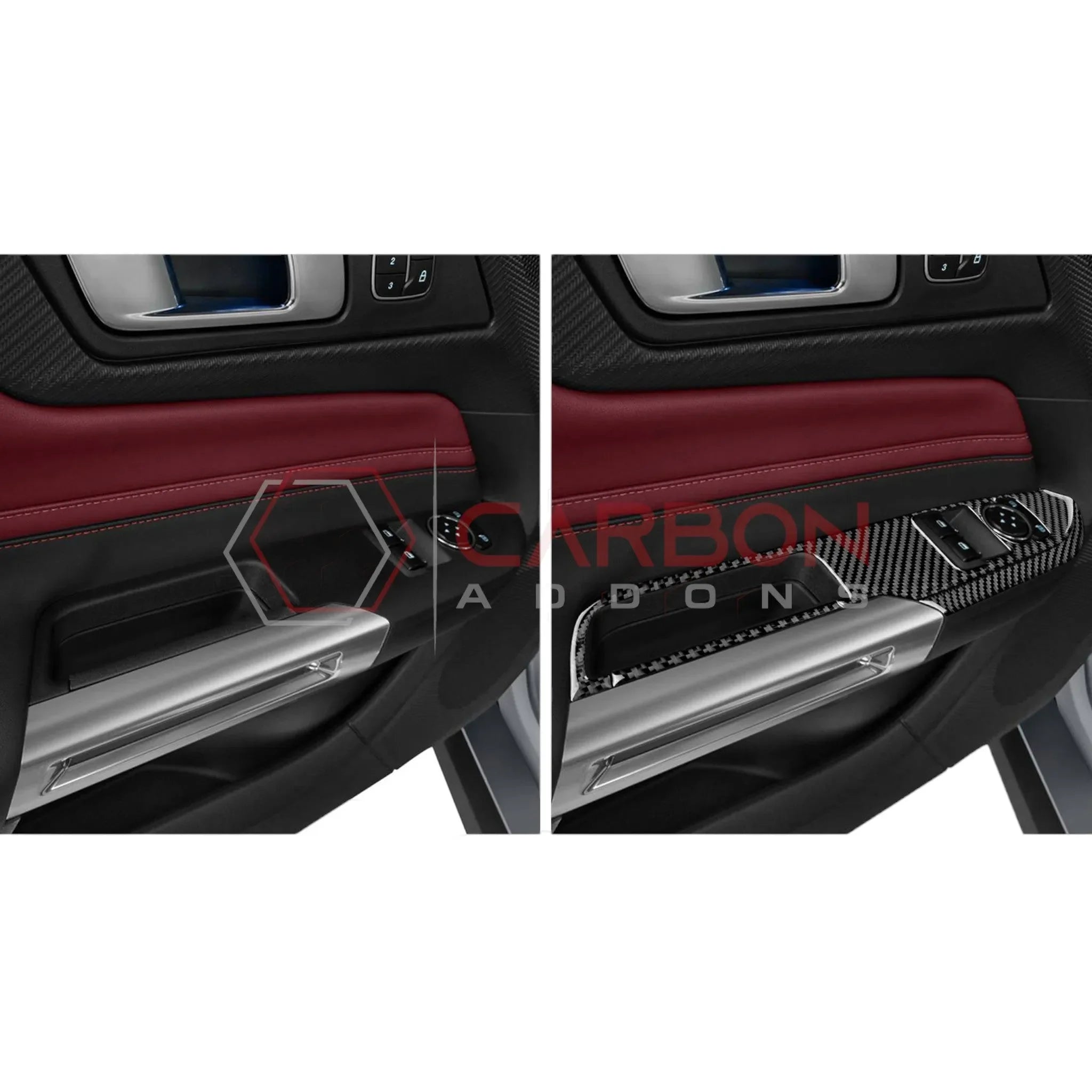 Real Carbon Fiber Window Switch Trim Overlay for 2024+ Ford Mustang