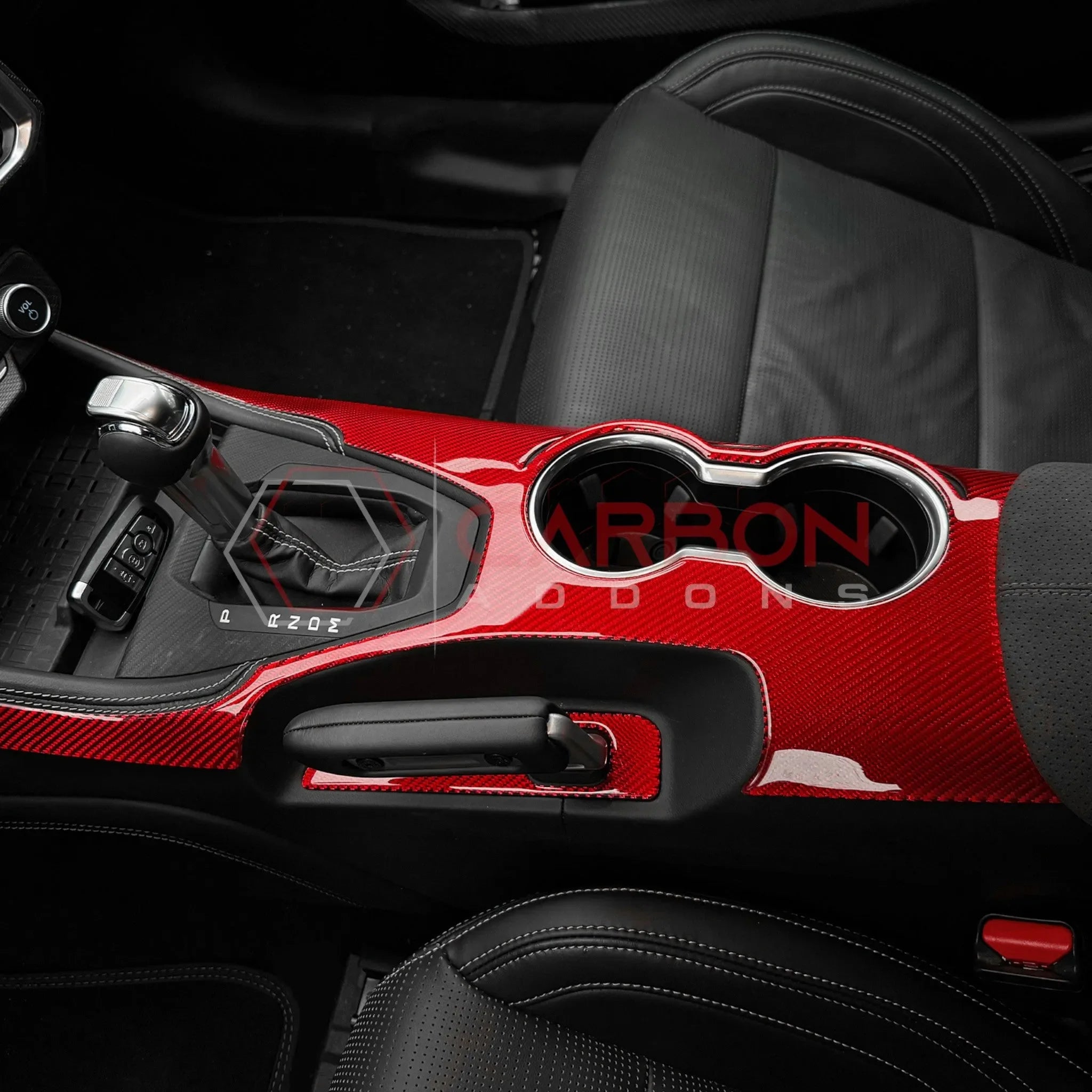 Real Carbon Fiber Center Console Overlay for 2024+ Ford Mustang