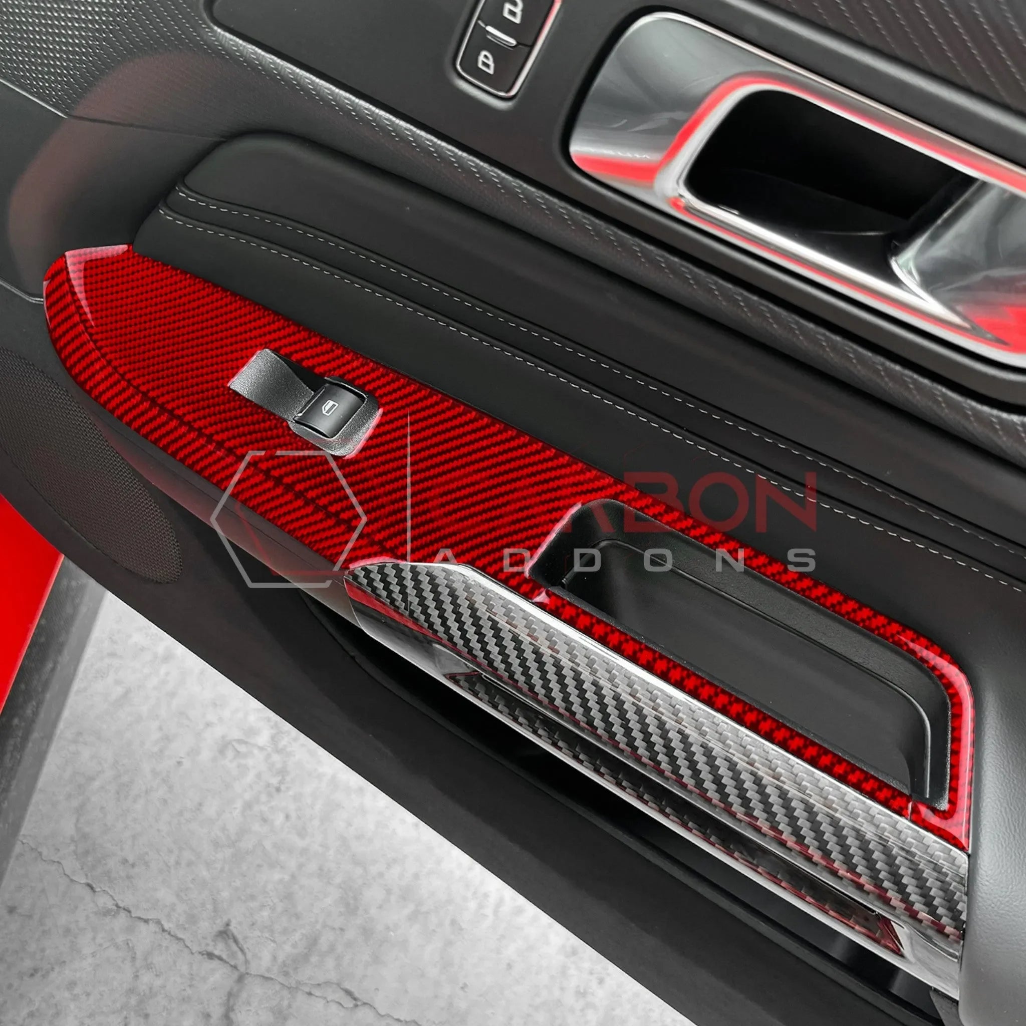 Real Carbon Fiber Window Switch Trim Overlay for 2024+ Ford Mustang