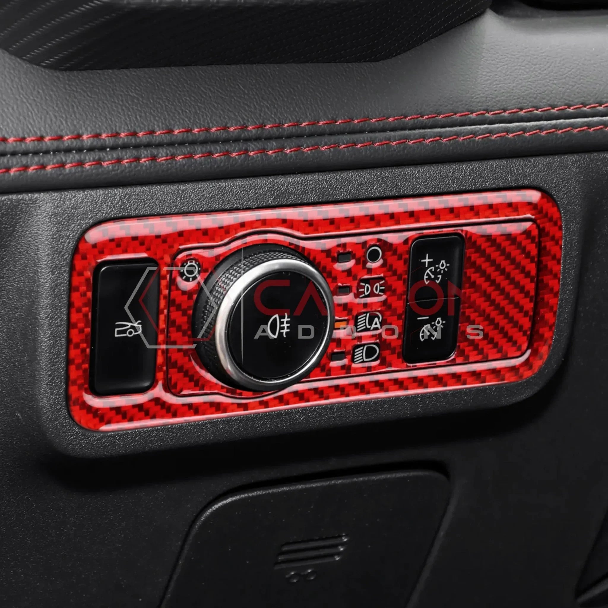 Real Carbon Fiber Headlight Control Trim Overlay for 2024+ Ford Mustang
