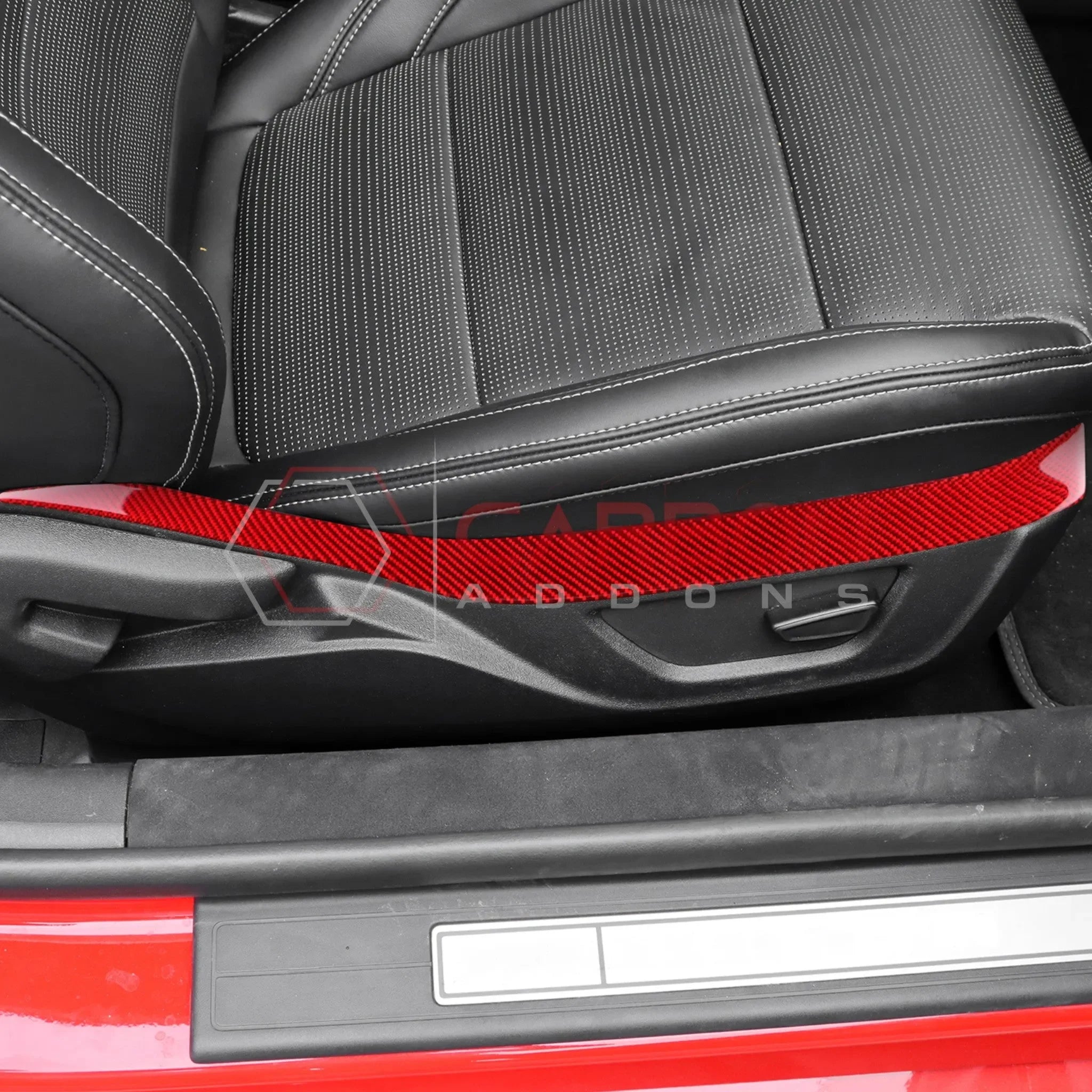 Real Carbon Fiber Seat Control Upper Trim Overlay for 2024+ Ford Mustang