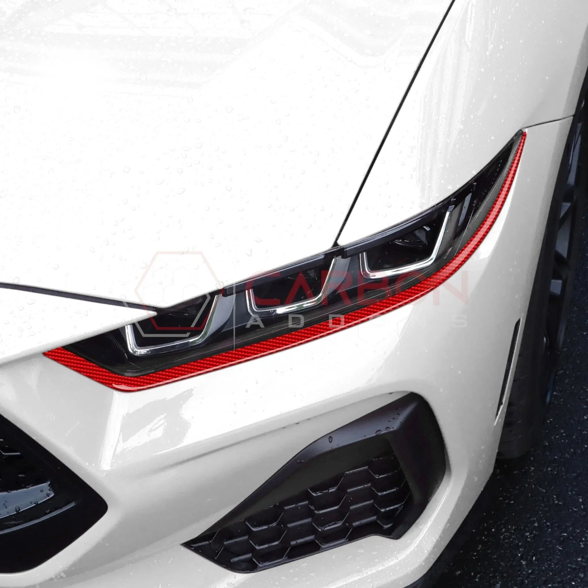 Real Carbon Fiber Headlight Decorative Strip Overlays for 2024+ Ford Mustang