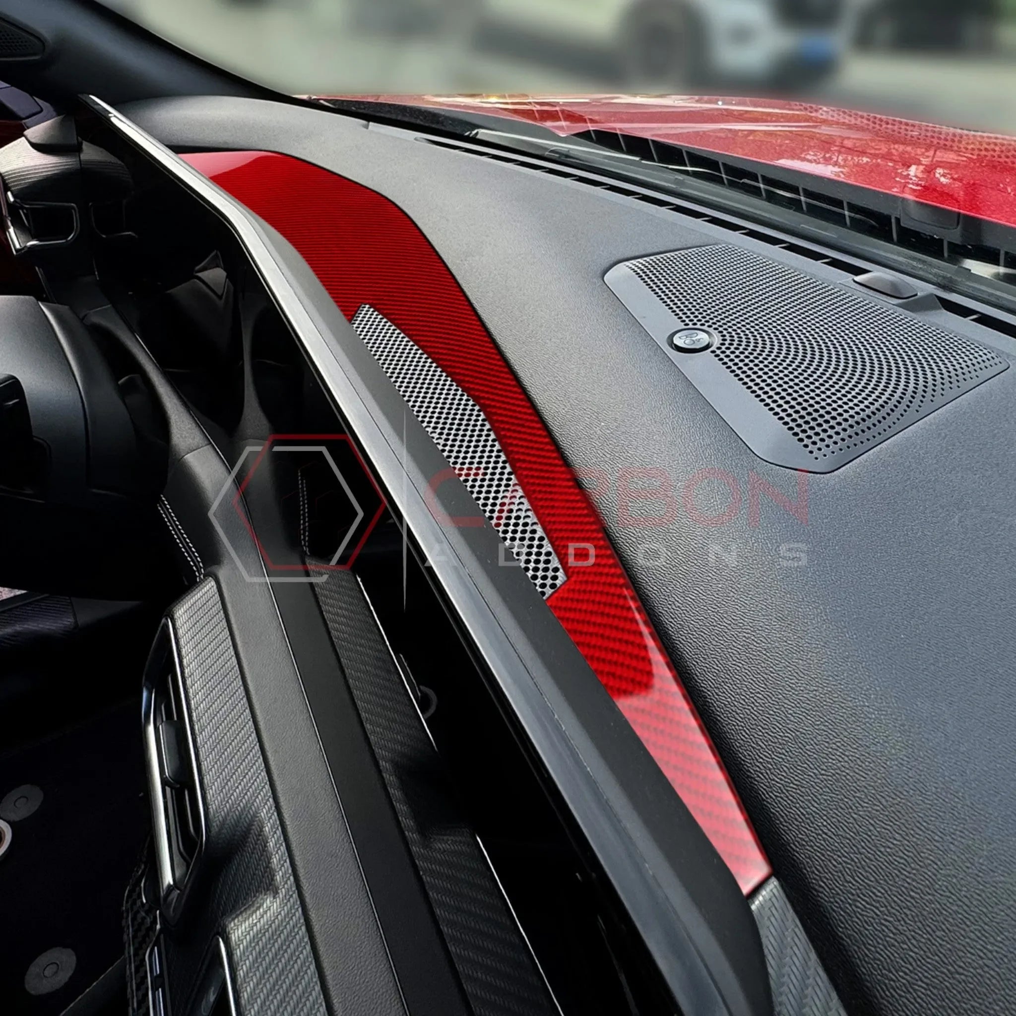 Real Carbon Fiber Dashboard Screen Surround Trim Overlay for 2024+ Ford Mustang