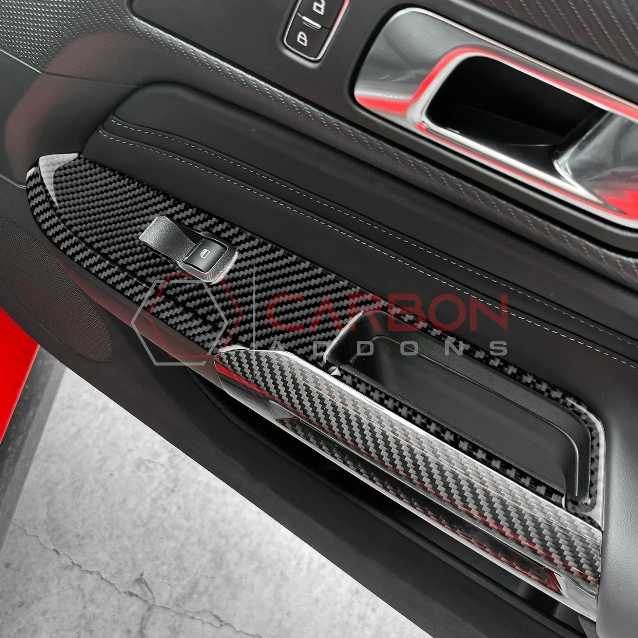 Real Carbon Fiber Window Switch Trim Overlay for 2024+ Ford Mustang