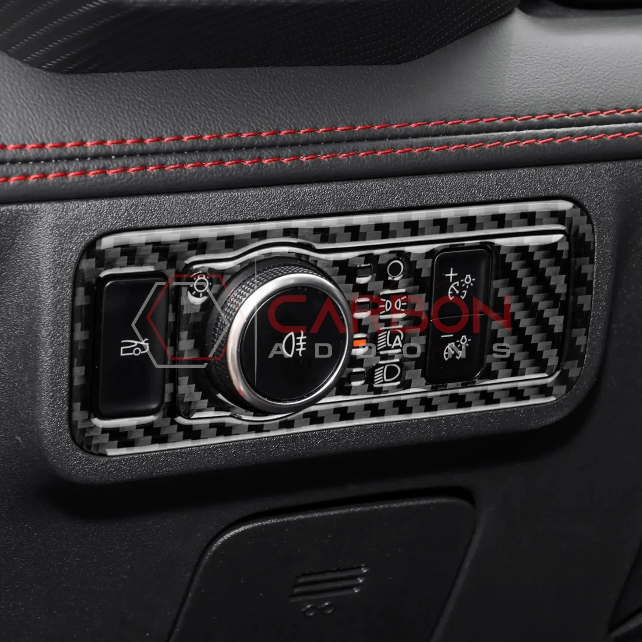 Real Carbon Fiber Headlight Control Trim Overlay for 2024+ Ford Mustang