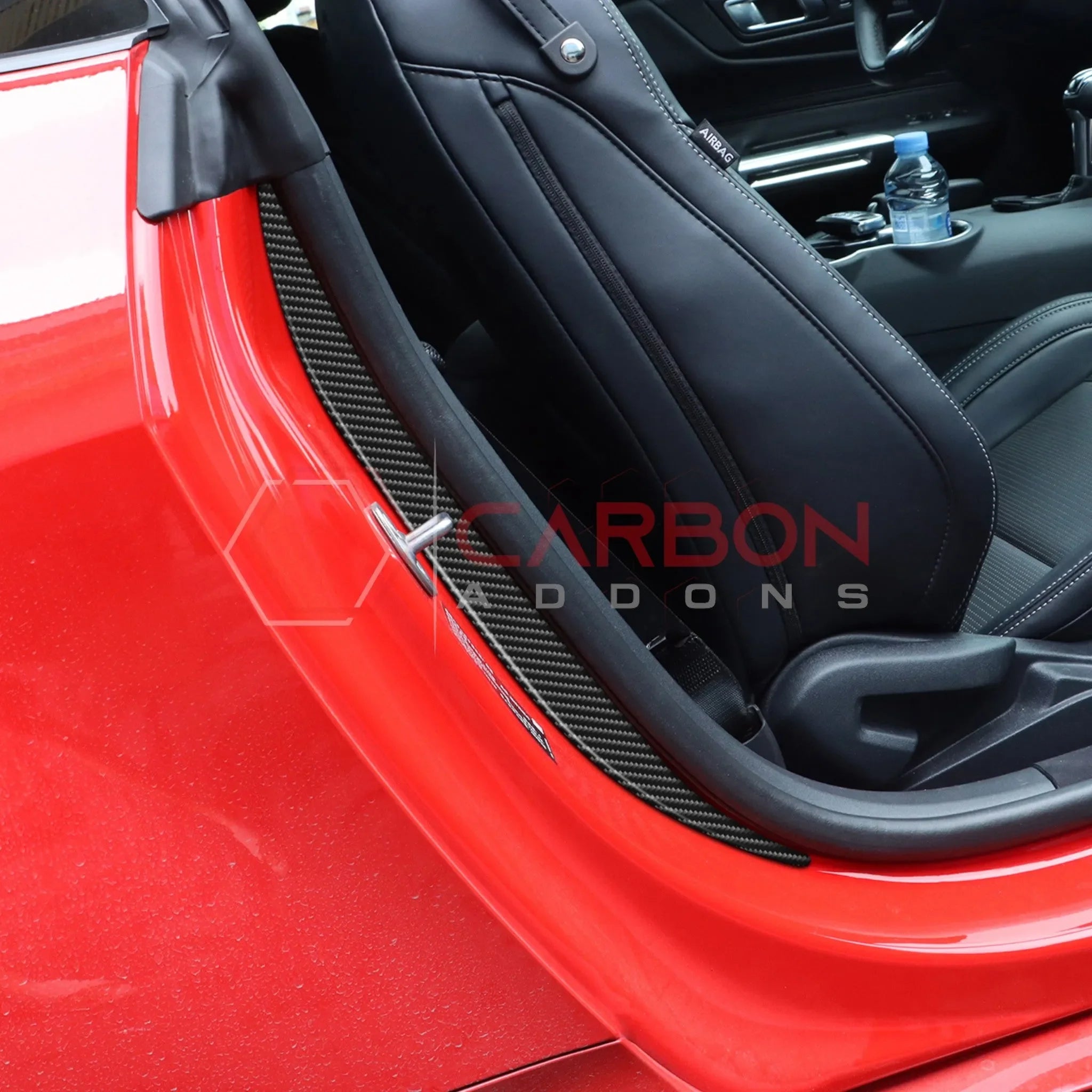 Real Carbon Fiber Door Jamb Trim Overlays for 2024+ Ford Mustang