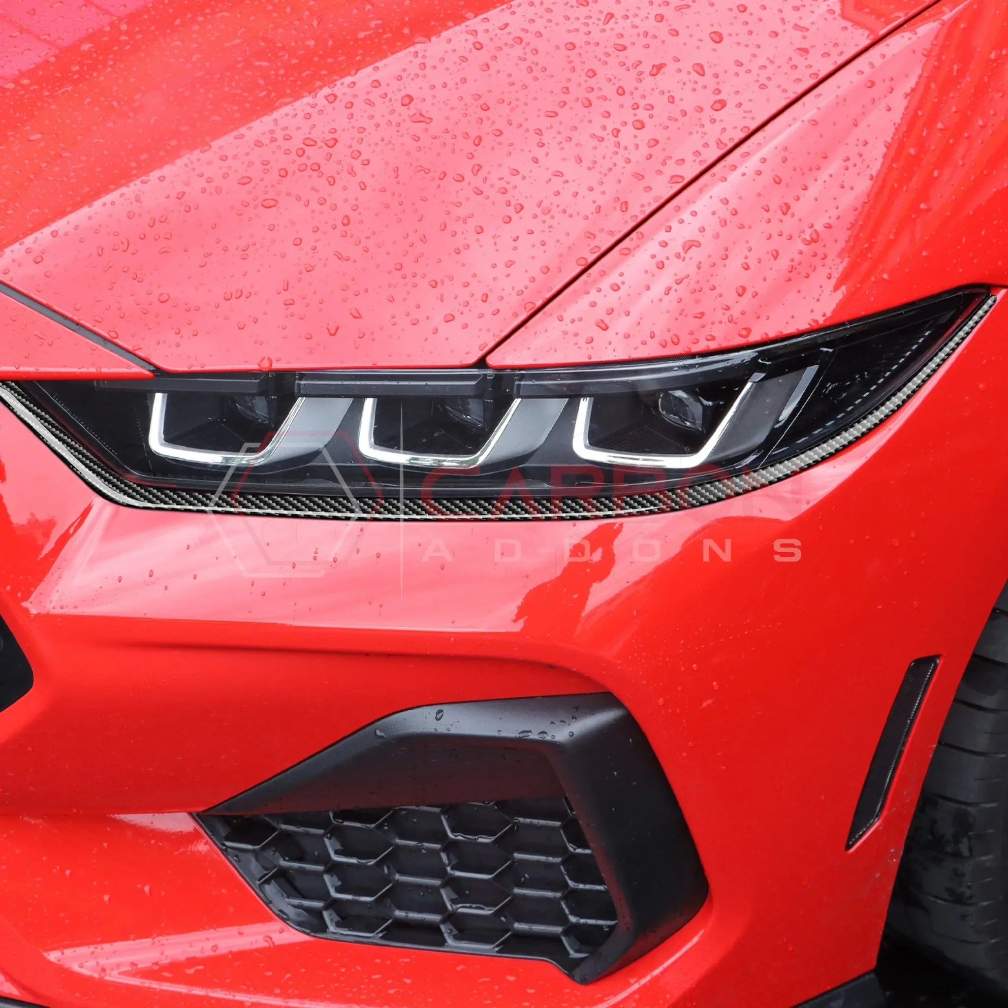 Real Carbon Fiber Headlight Decorative Strip Overlays for 2024+ Ford Mustang