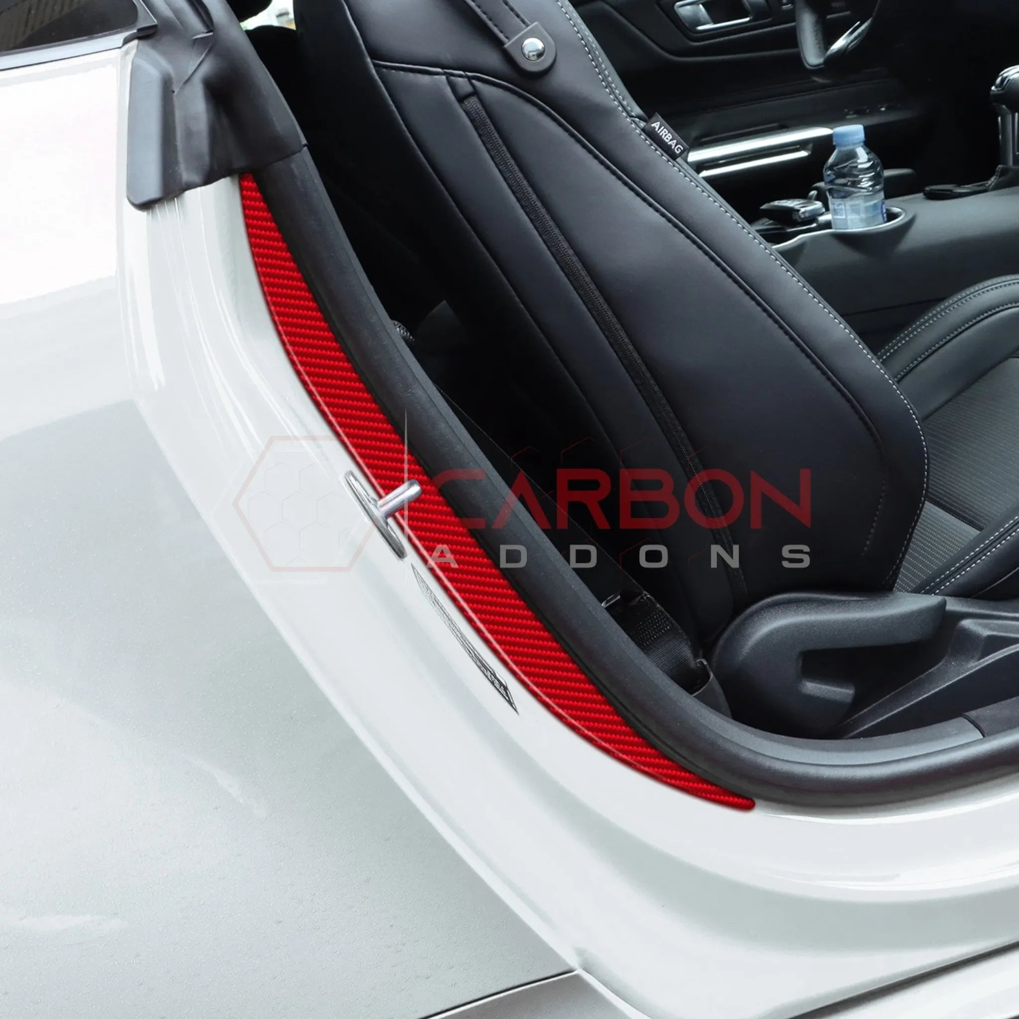 Real Carbon Fiber Door Jamb Trim Overlays for 2024+ Ford Mustang