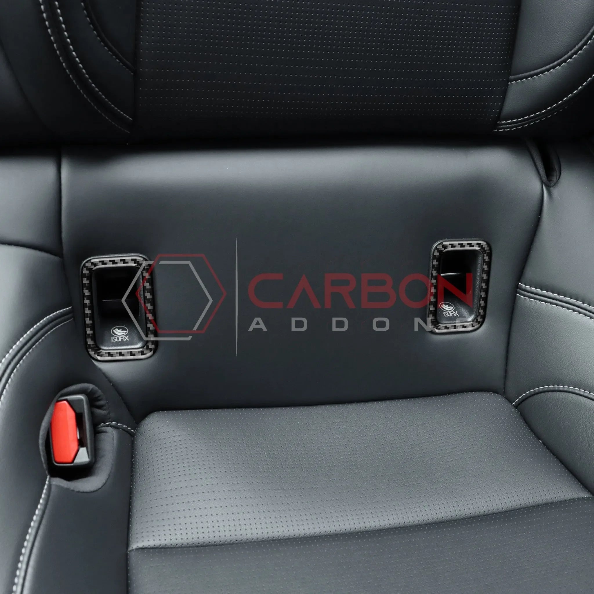 Real Carbon Fiber Rear Child Seat Anchor Trim Overlay for 2024+ Ford Mustang