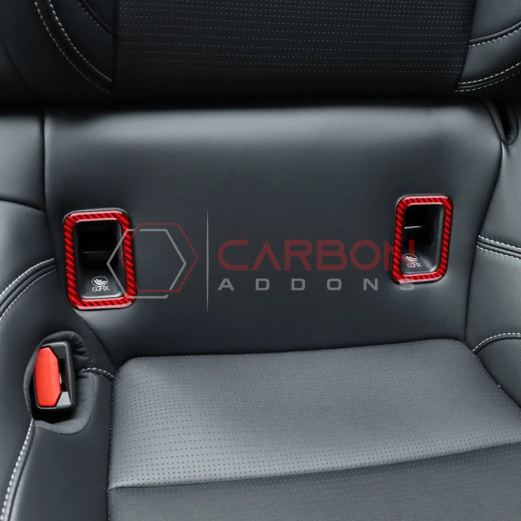 Real Carbon Fiber Rear Child Seat Anchor Trim Overlay for 2024+ Ford Mustang