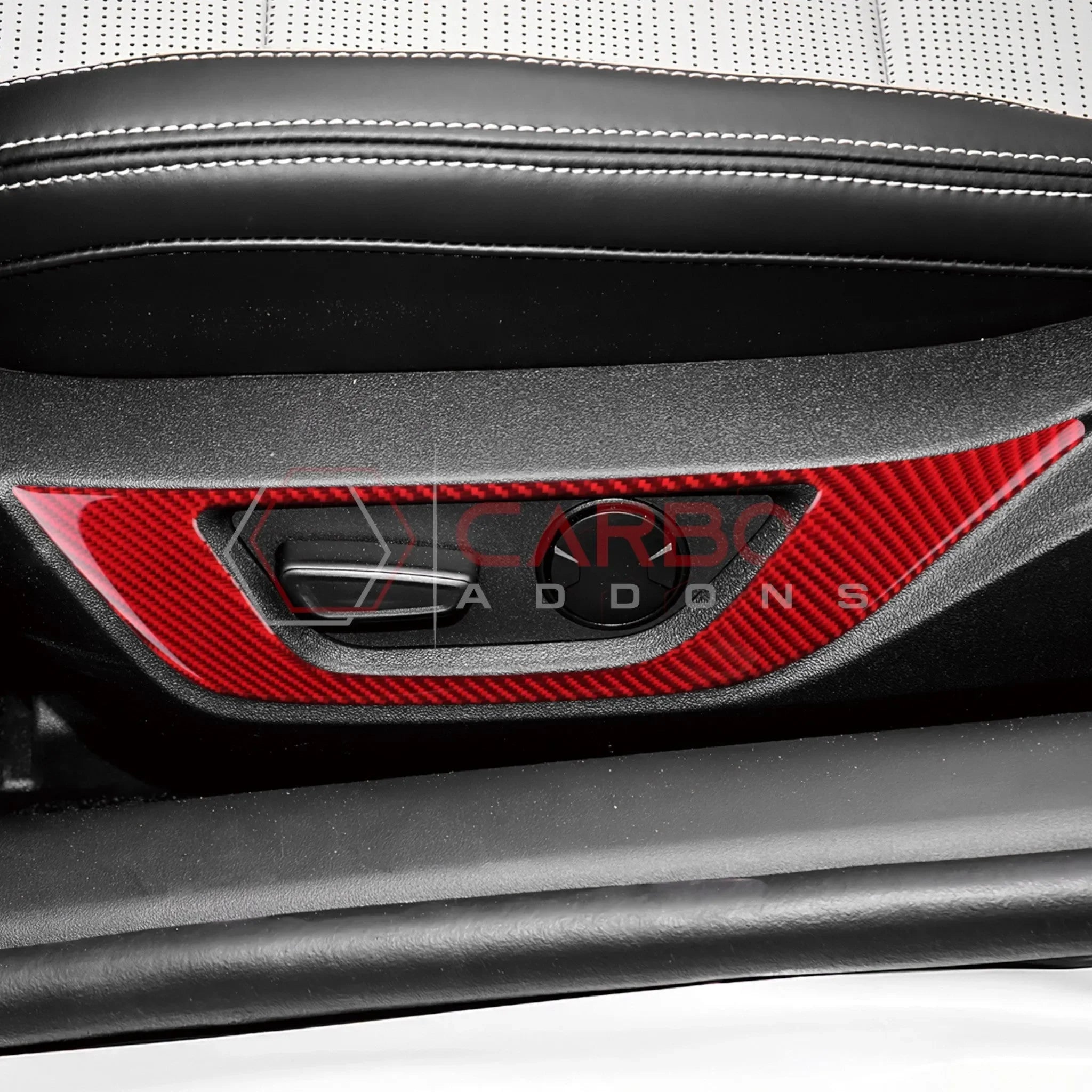 Real Carbon Fiber Seat Control Outer Trim Overlay for 2024+ Ford Mustang